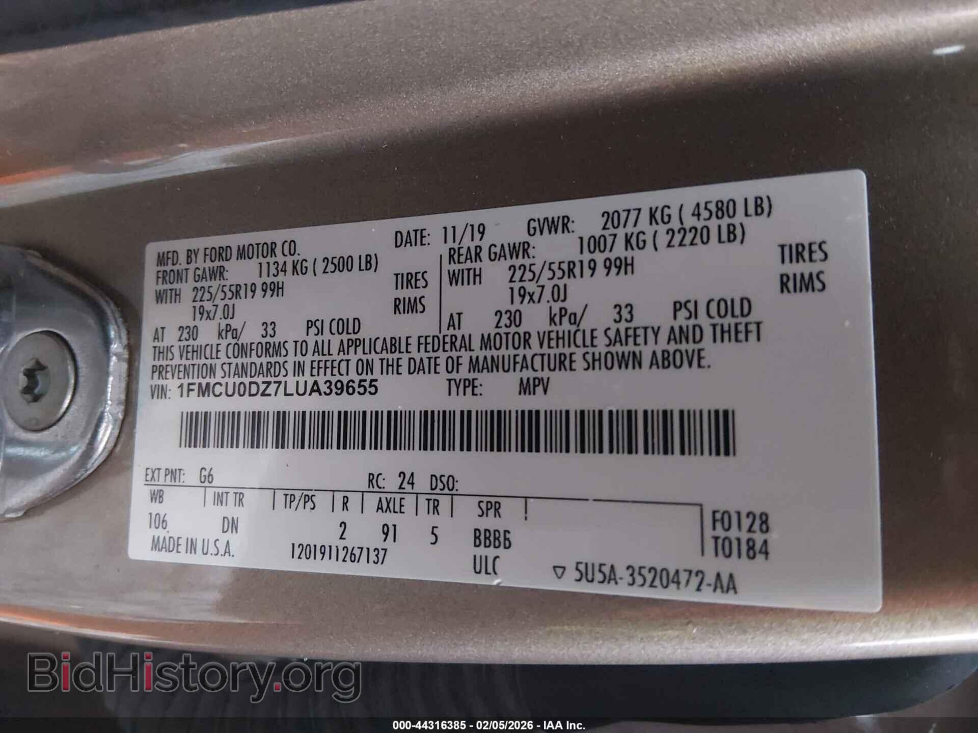 2020 FORD ESCAPE - VIN: 1FMCU0DZ7LUA39655 - Photo 9