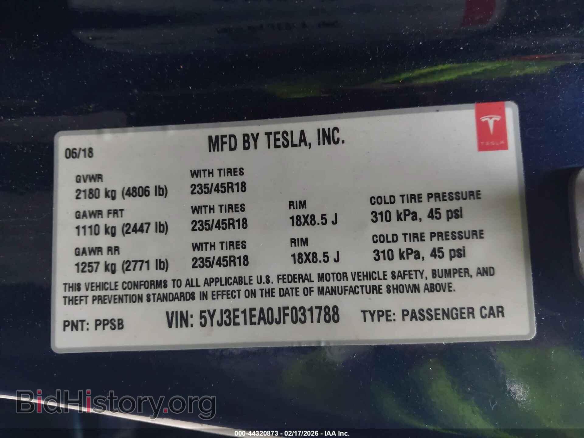 2018 TESLA MODEL 3 - VIN: 5YJ3E1EA0JF031788 - Фото 9