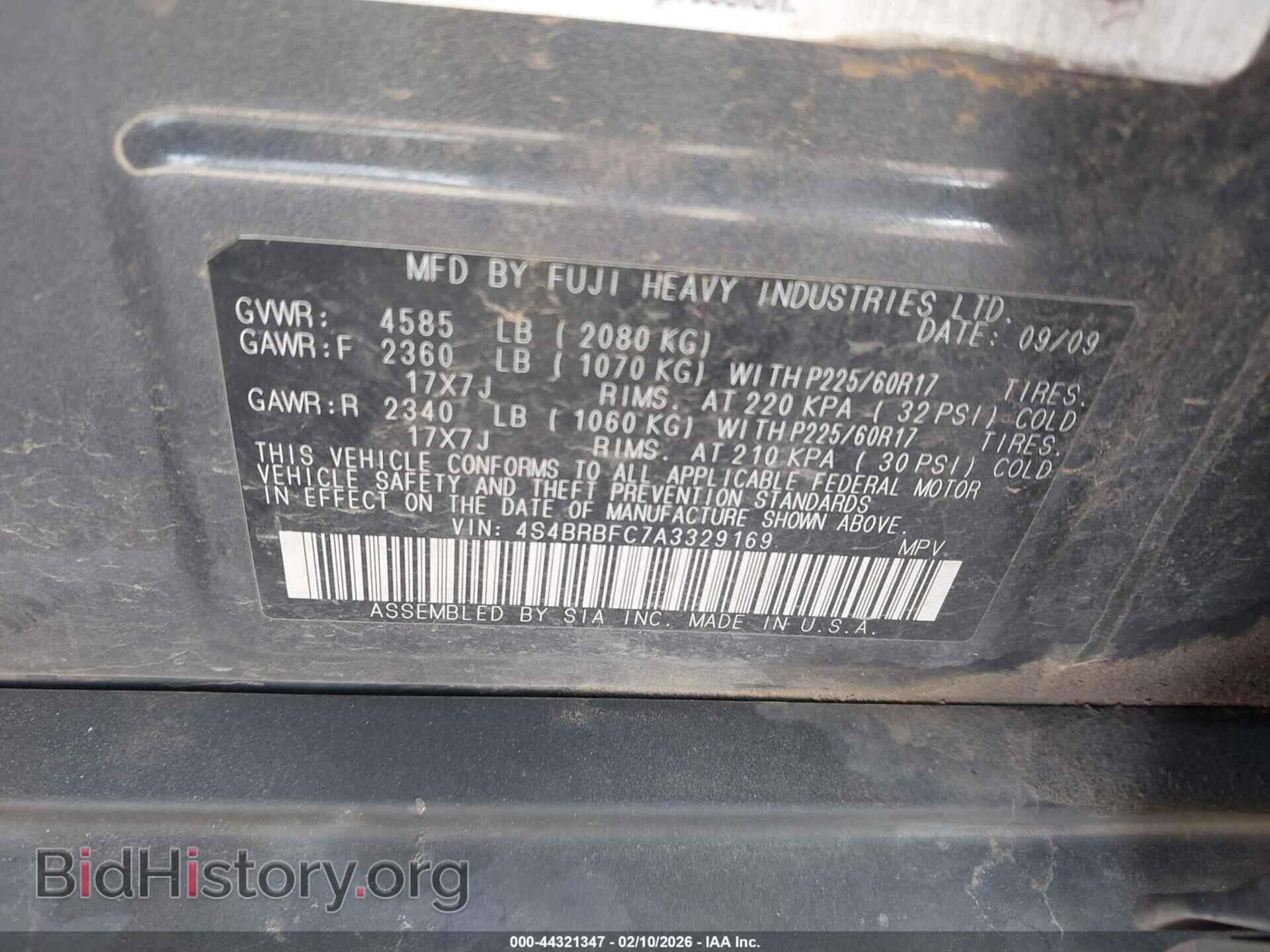 2010 SUBARU OUTBACK - VIN: 4S4BRBFC7A3329169 - Фото 9