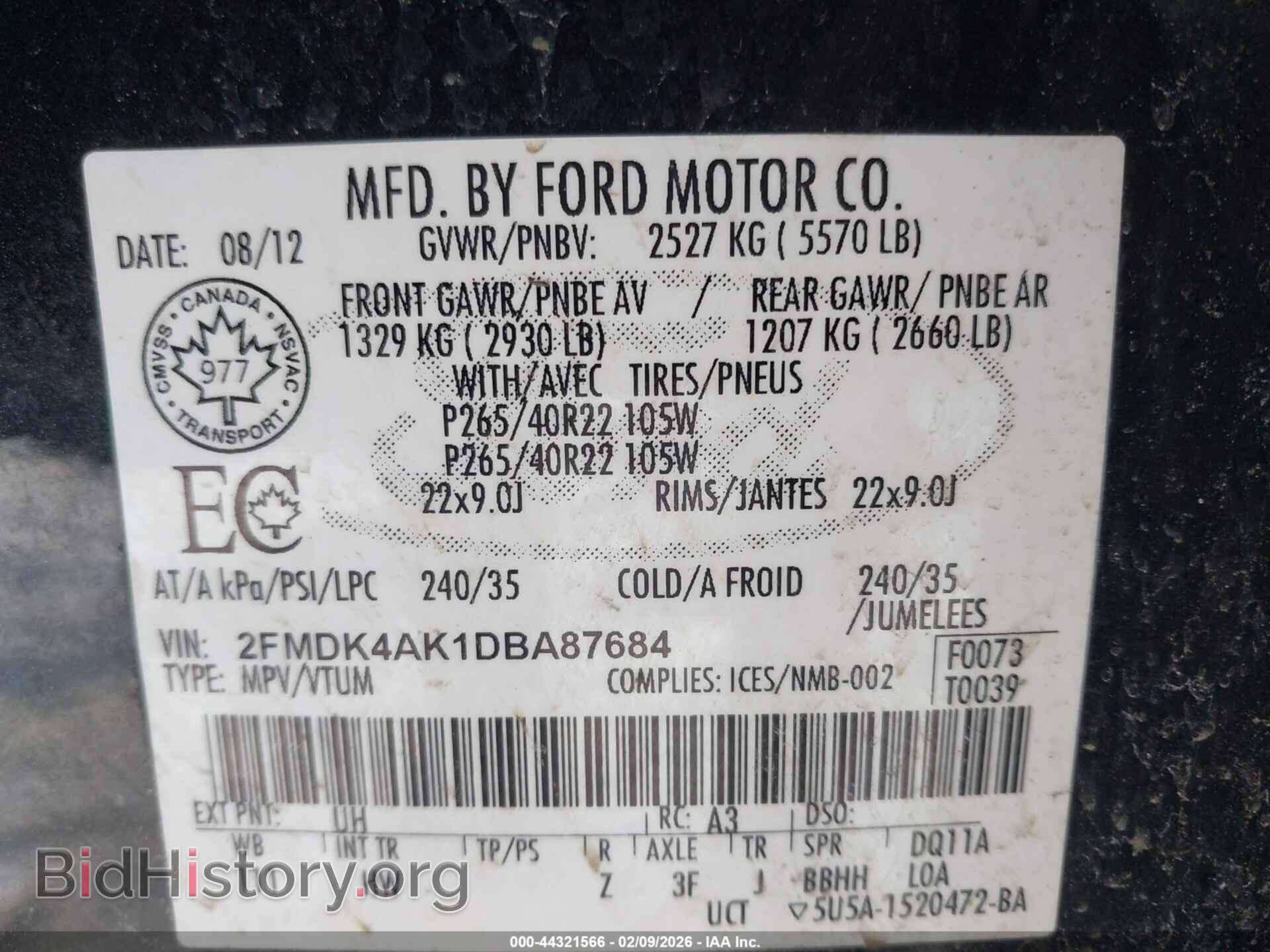 2013 FORD EDGE - VIN: 2FMDK4AK1DBA87684 - Фото 9