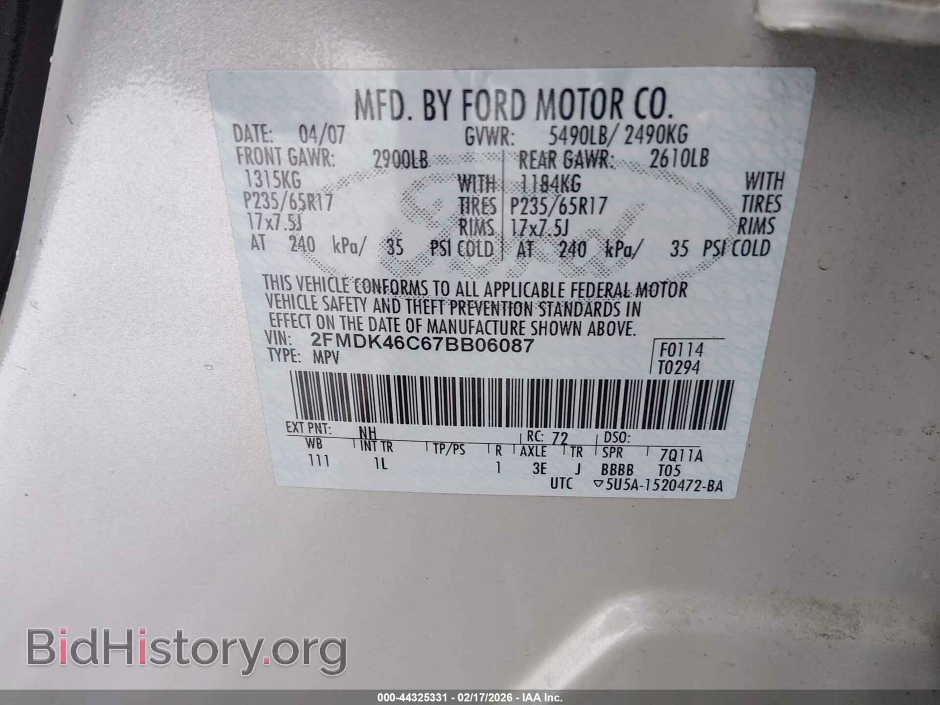 2007 FORD EDGE - VIN: 2FMDK46C67BB06087 - Photo 9