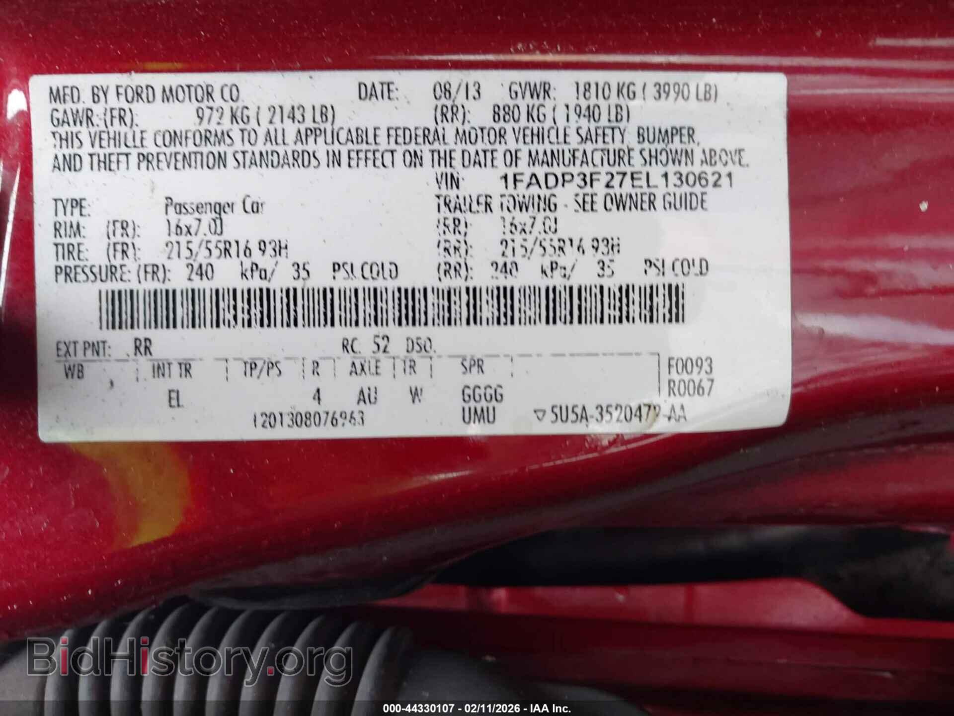 2014 FORD FOCUS - VIN: 1FADP3F27EL130621 - Фото 9