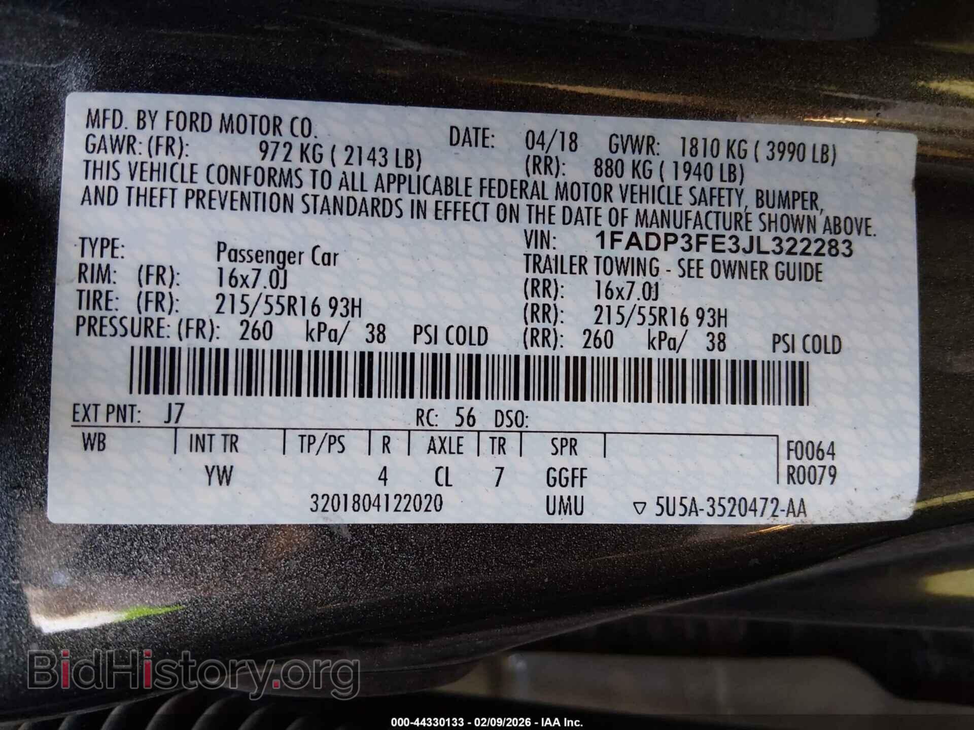 2018 FORD FOCUS - VIN: 1FADP3FE3JL322283 - Фото 9