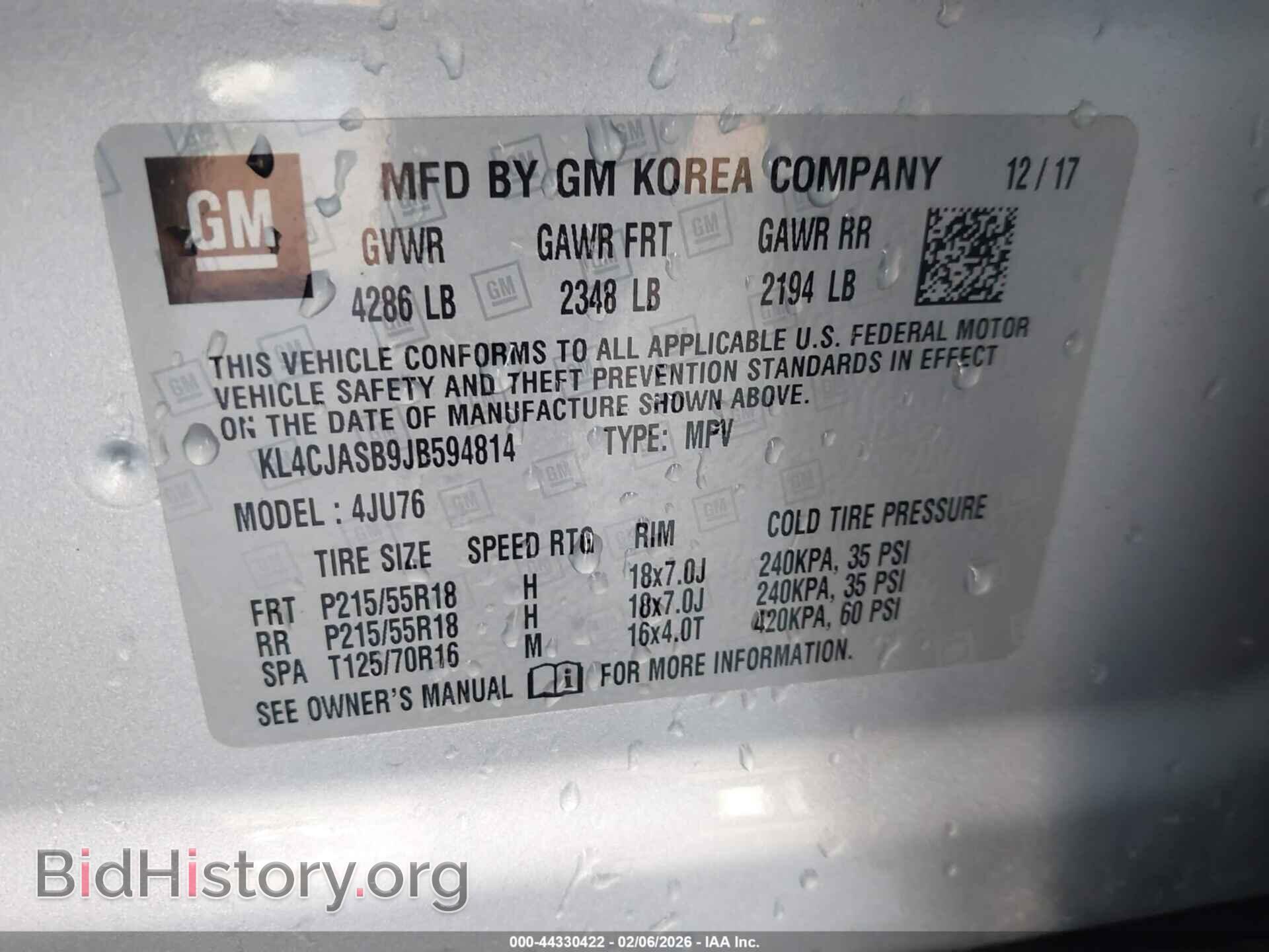 2018 BUICK ENCORE - VIN: KL4CJASB9JB594814 - Фото 9