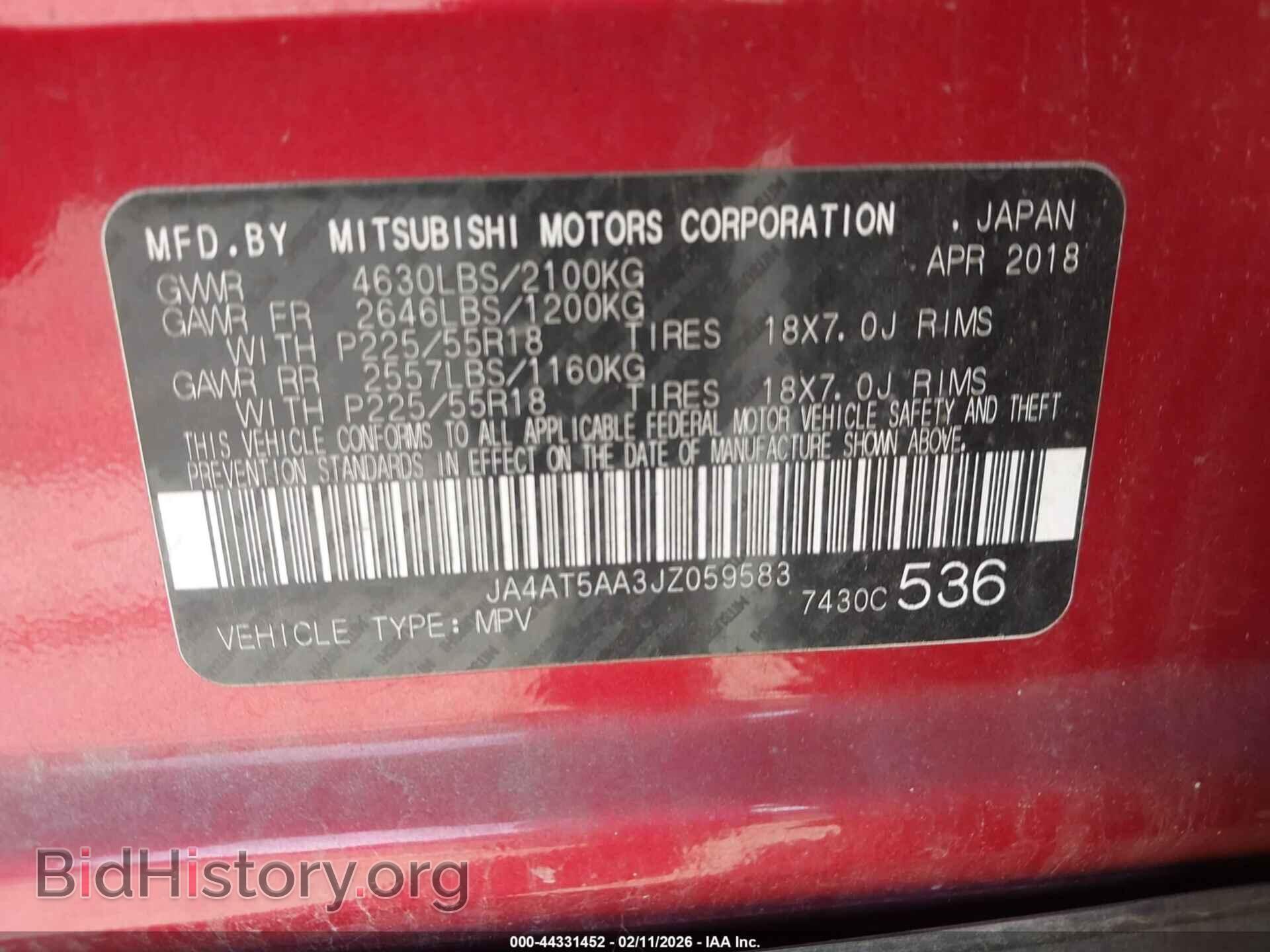 2018 MITSUBISHI ECLIPSE CROSS - VIN: JA4AT5AA3JZ059583 - Фото 9