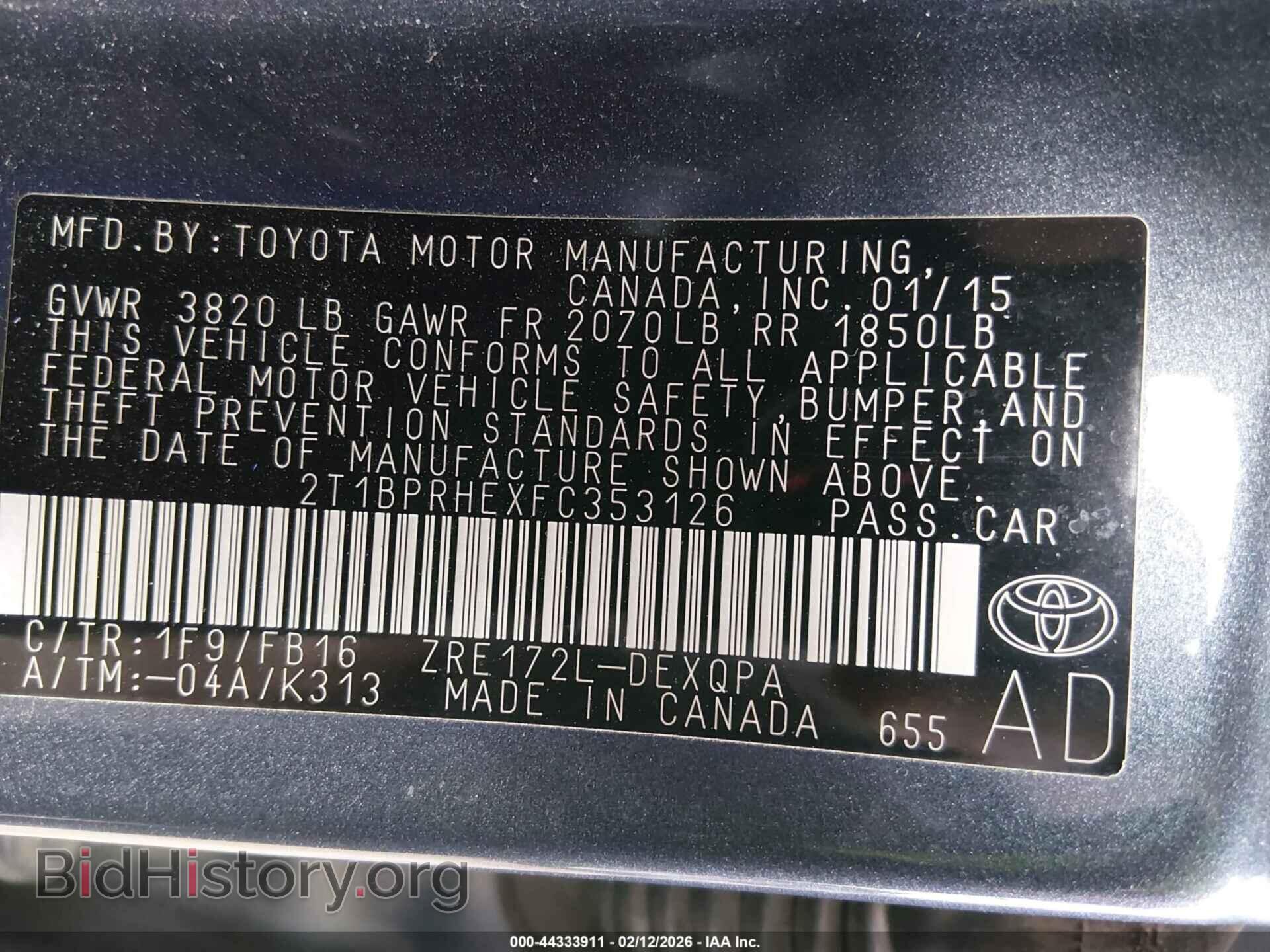 2015 TOYOTA COROLLA - VIN: 2T1BPRHEXFC353126 - Фото 9