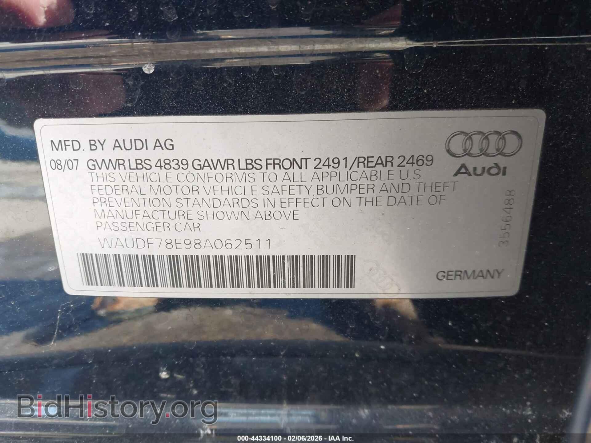 2008 AUDI A4 - VIN: WAUDF78E98A062511 - Photo 9