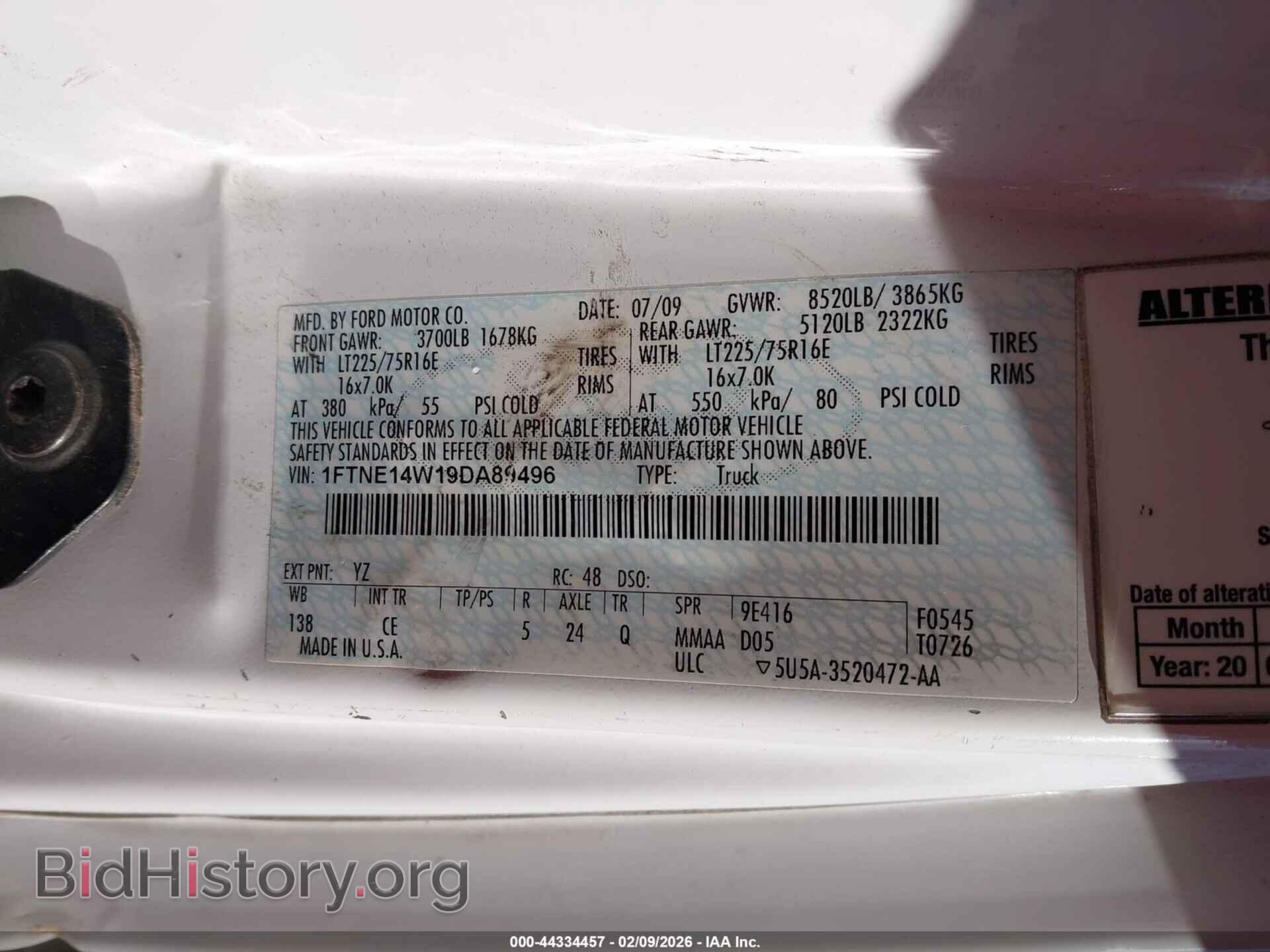 2009 FORD E-150 - VIN: 1FTNE14W19DA89496 - Фото 9