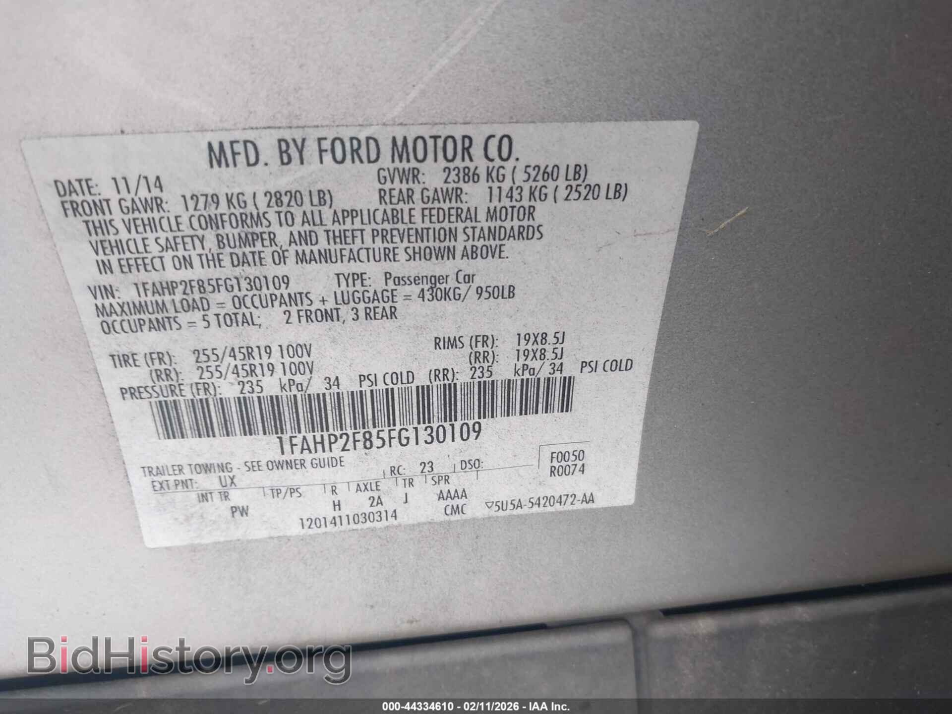 2015 FORD TAURUS - VIN: 1FAHP2F85FG130109 - Фото 9