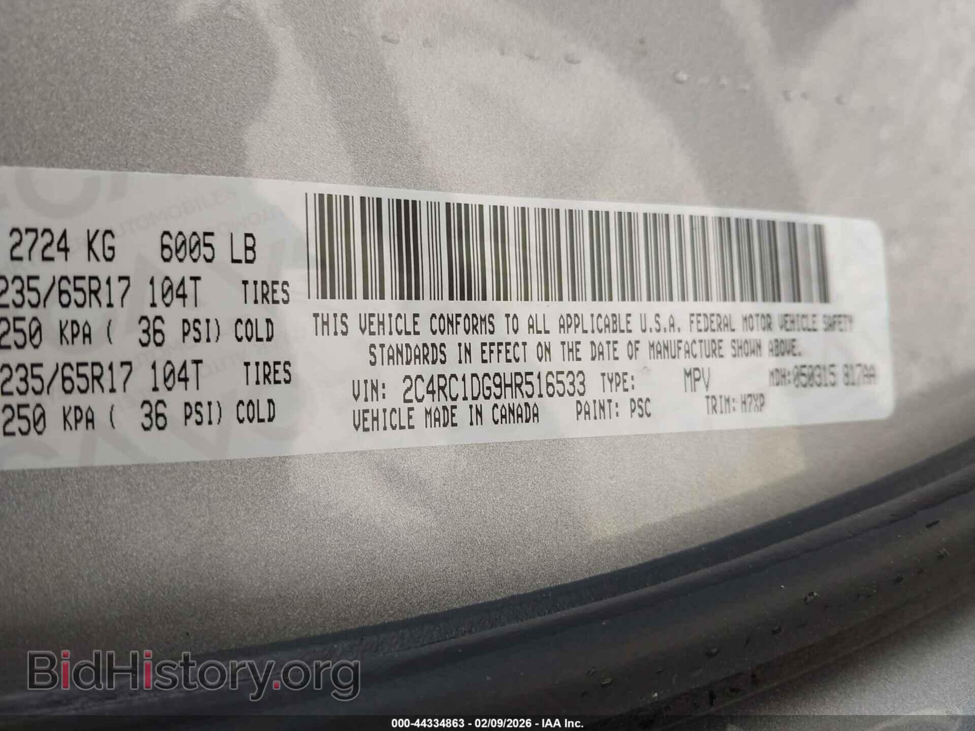 2017 CHRYSLER PACIFICA - VIN: 2C4RC1DG9HR516533 - Фото 9
