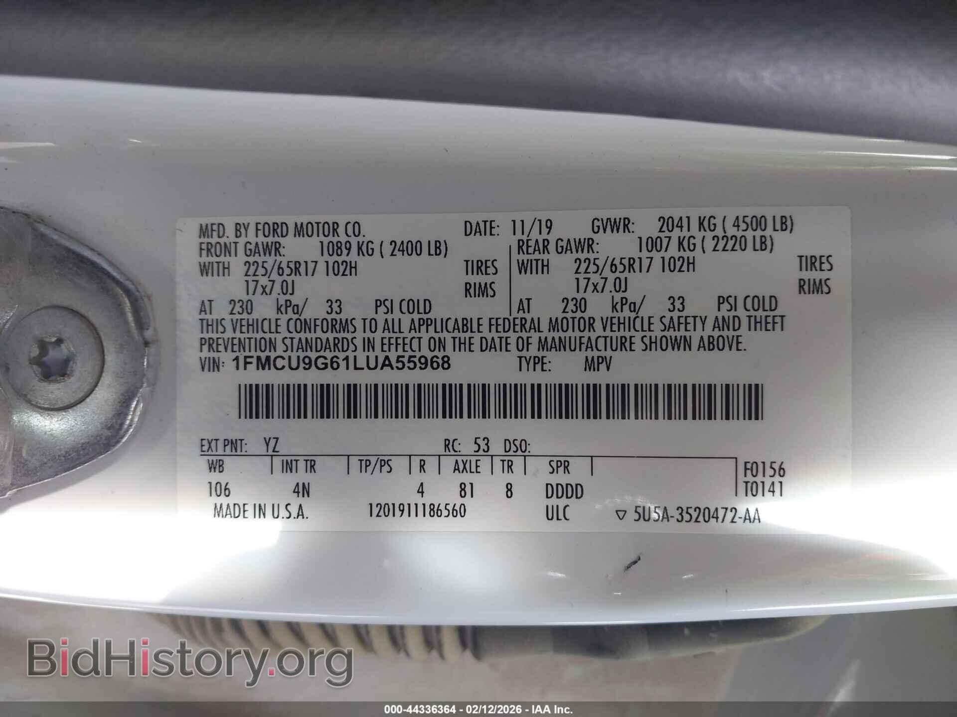 2020 FORD ESCAPE - VIN: 1FMCU9G61LUA55968 - Photo 9