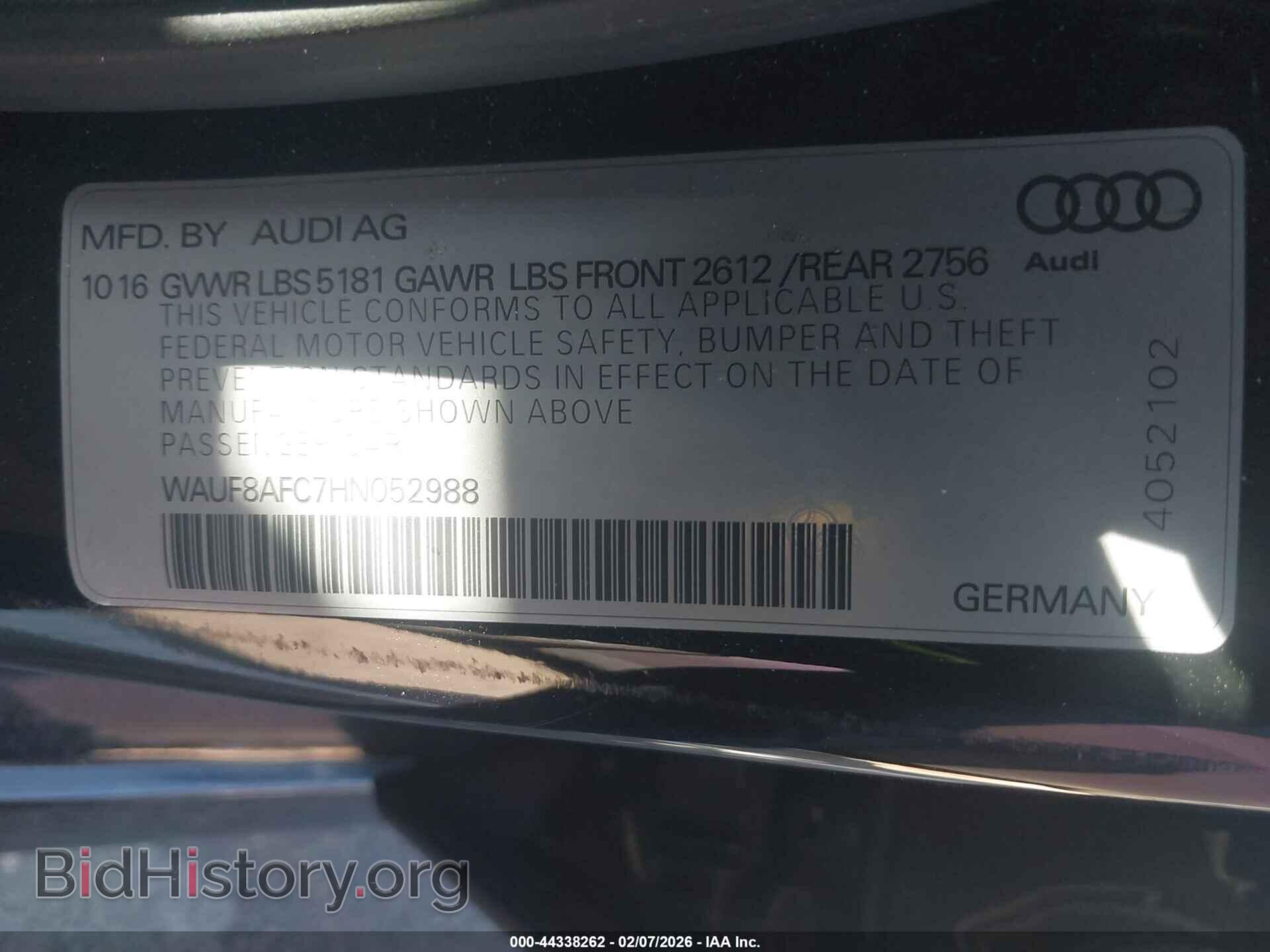 2017 AUDI A6 - VIN: WAUF8AFC7HN052988 - Фото 9