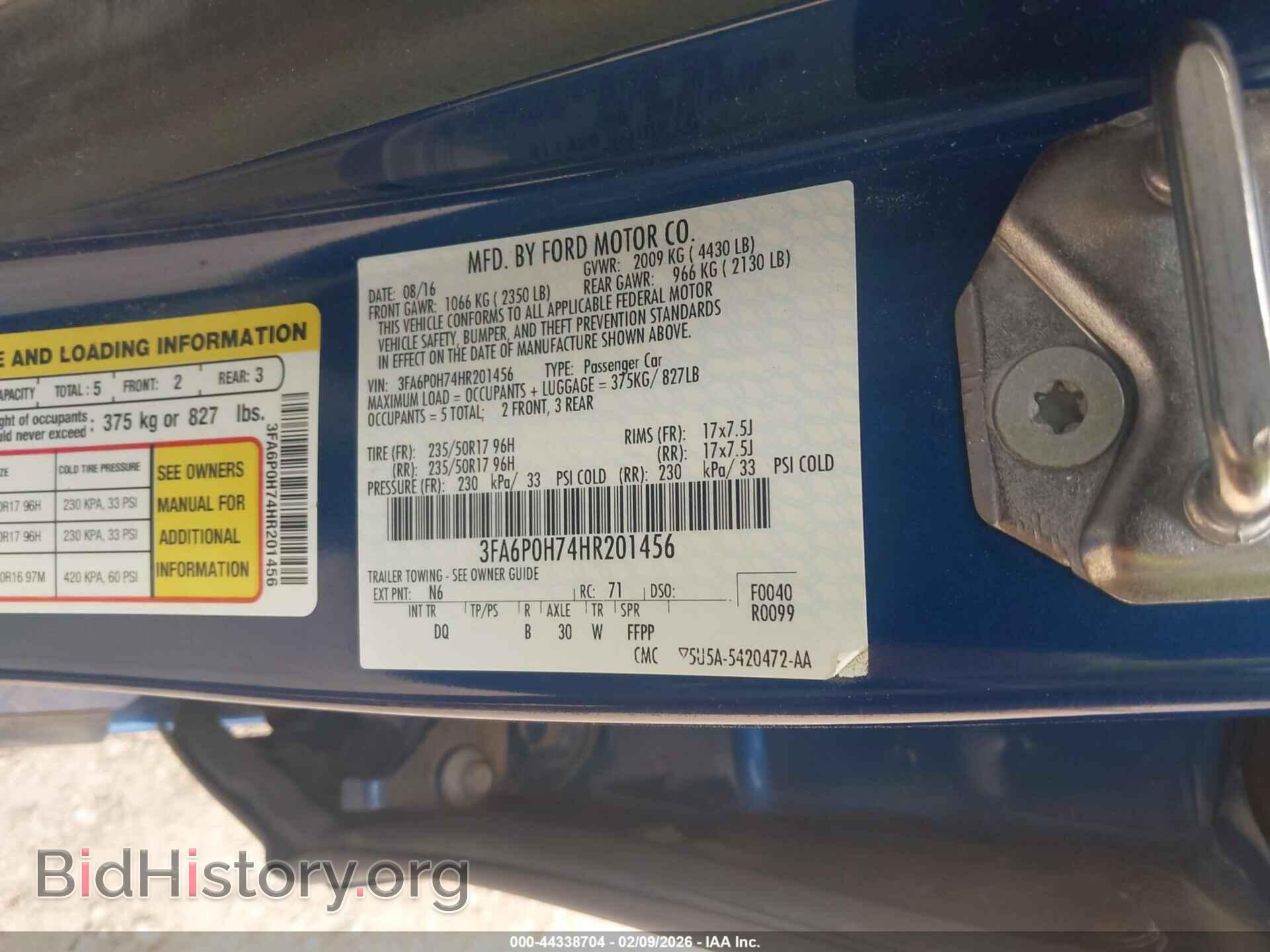 2017 FORD FUSION - VIN: 3FA6P0H74HR201456 - Фото 9