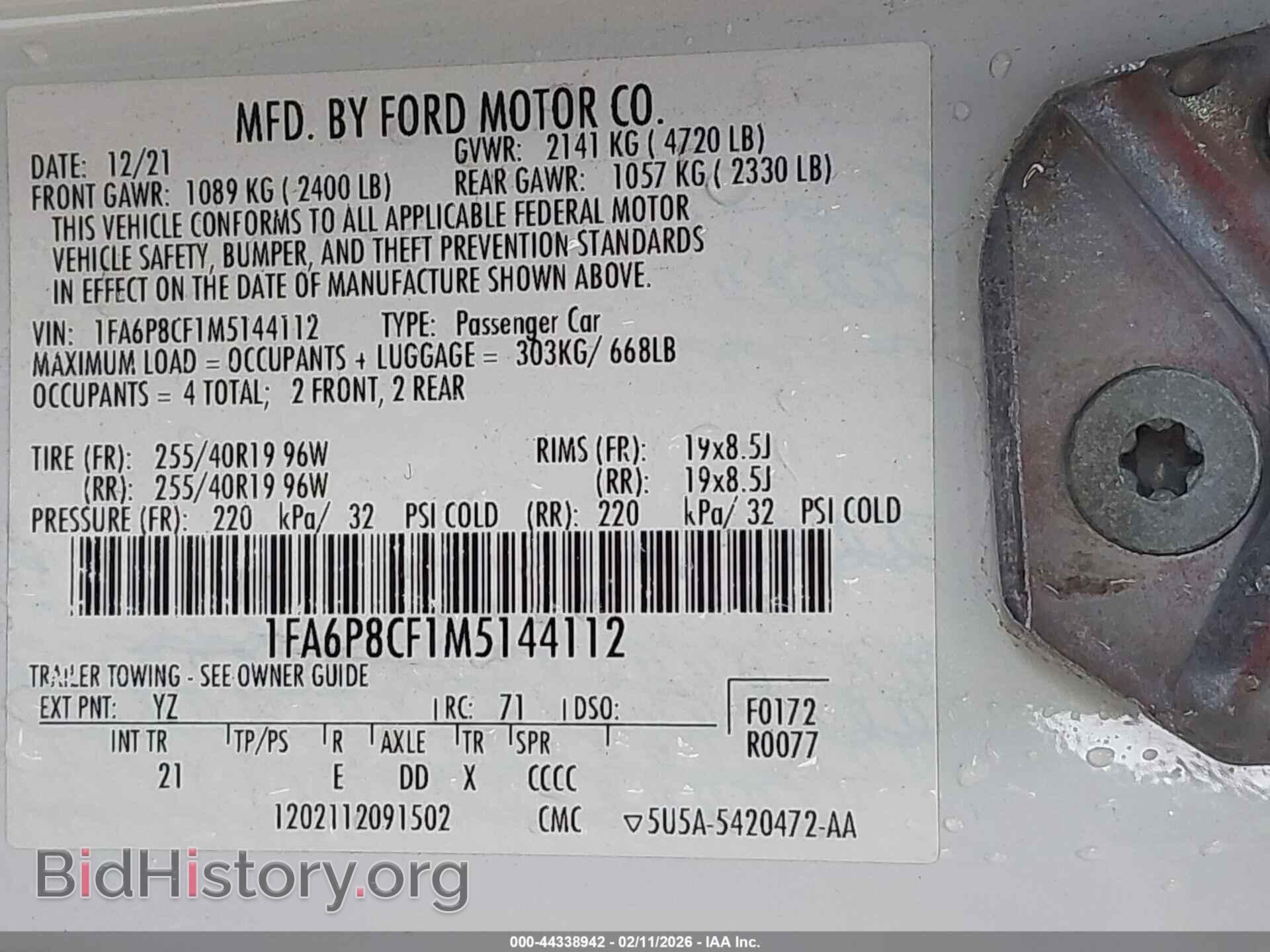 2021 FORD MUSTANG - VIN: 1FA6P8CF1M5144112 - Фото 9