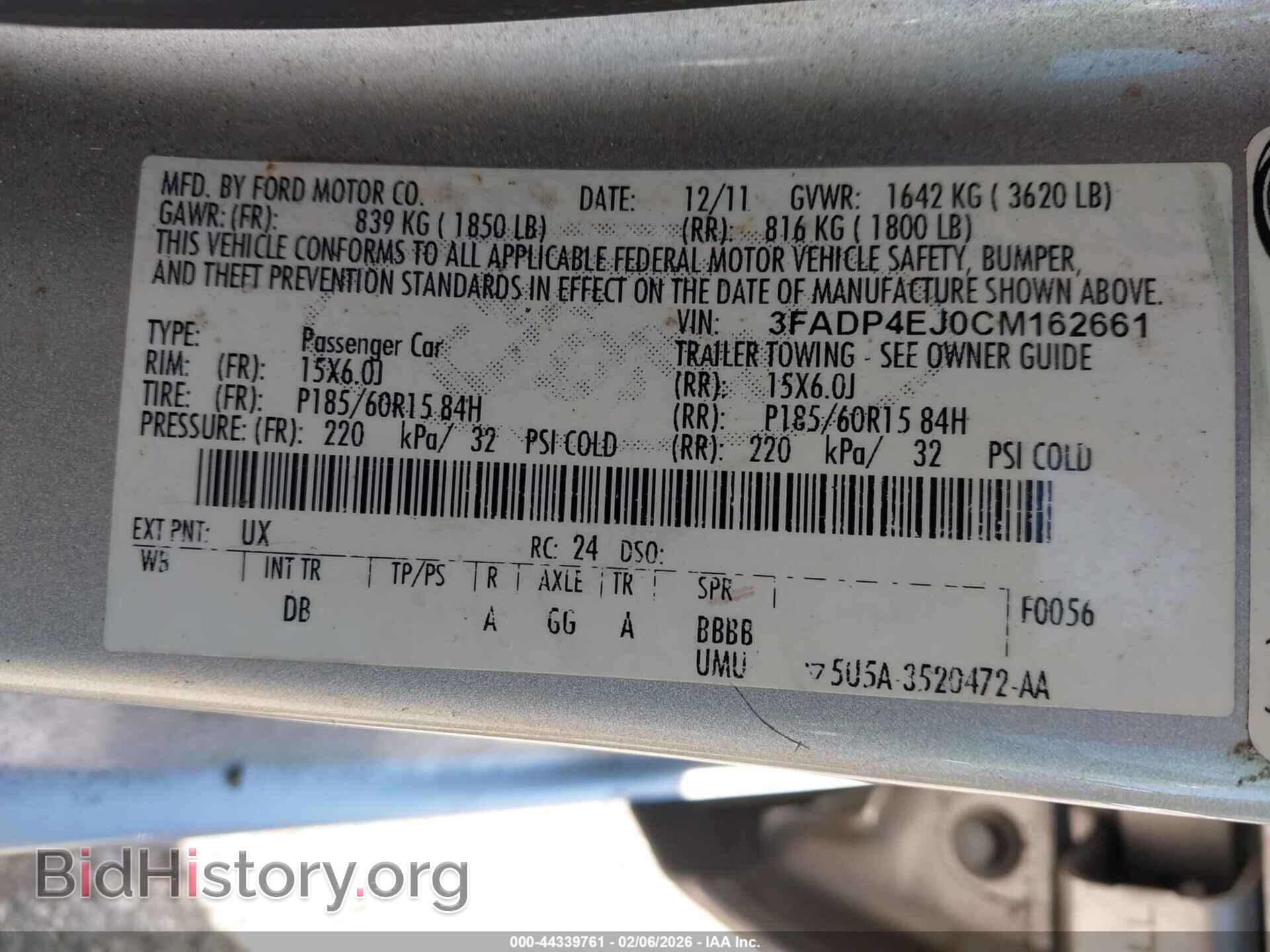 2012 FORD FIESTA - VIN: 3FADP4EJ0CM162661 - Фото 9