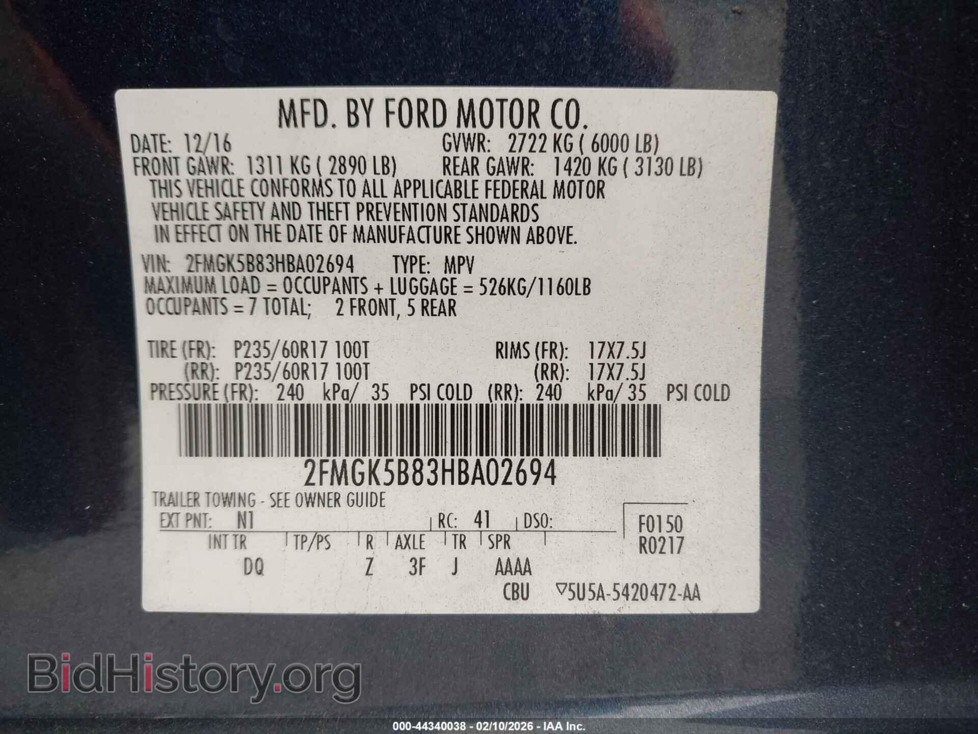 2017 FORD FLEX - VIN: 2FMGK5B83HBA02694 - Photo 9