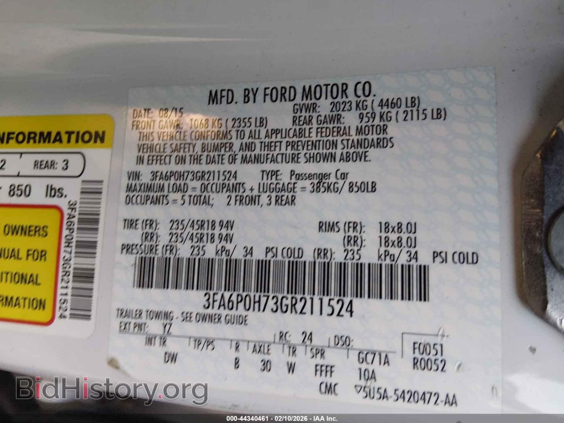 2016 FORD FUSION - VIN: 3FA6P0H73GR211524 - Фото 9