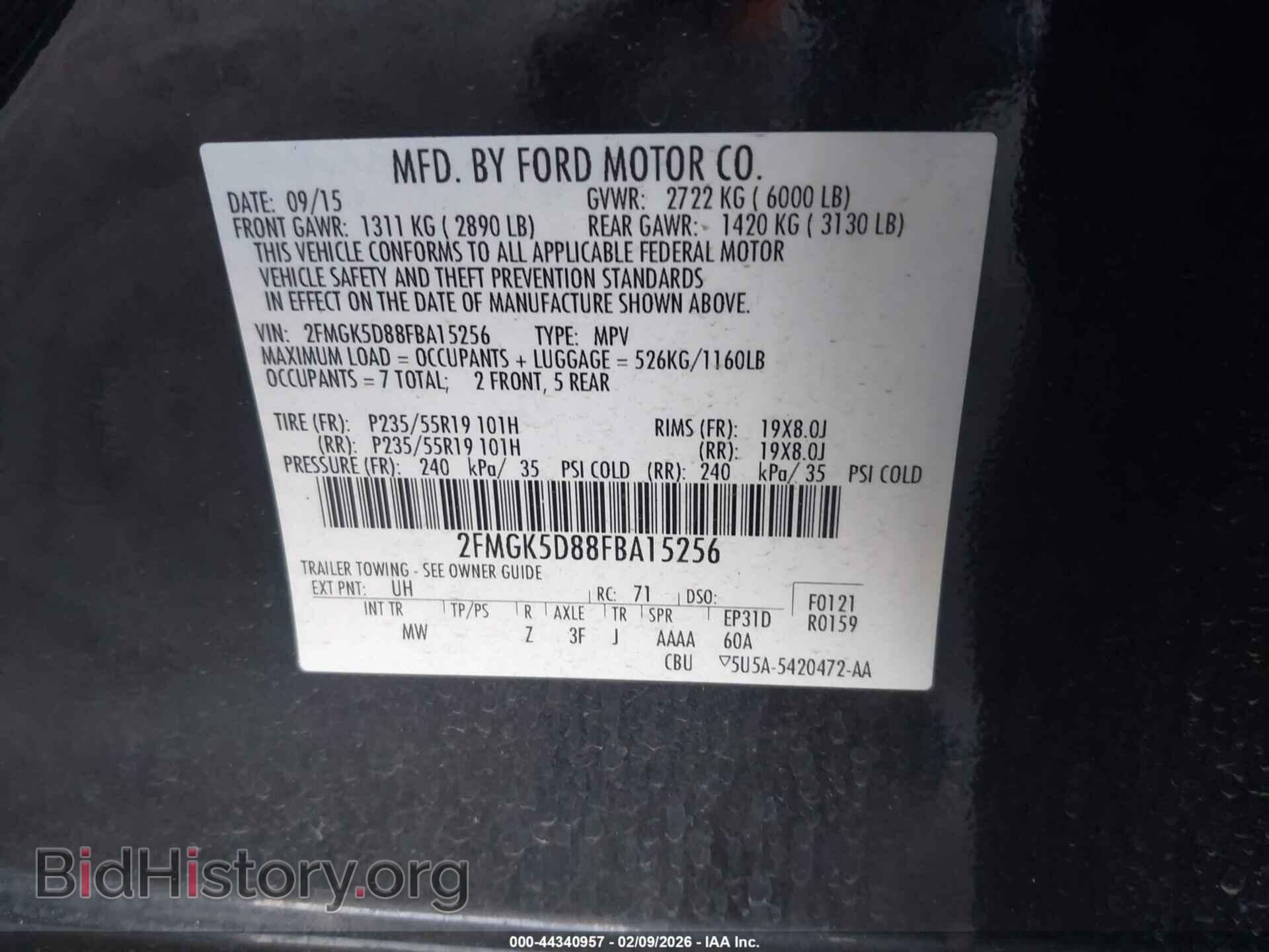2015 FORD FLEX - VIN: 2FMGK5D88FBA15256 - Фото 9