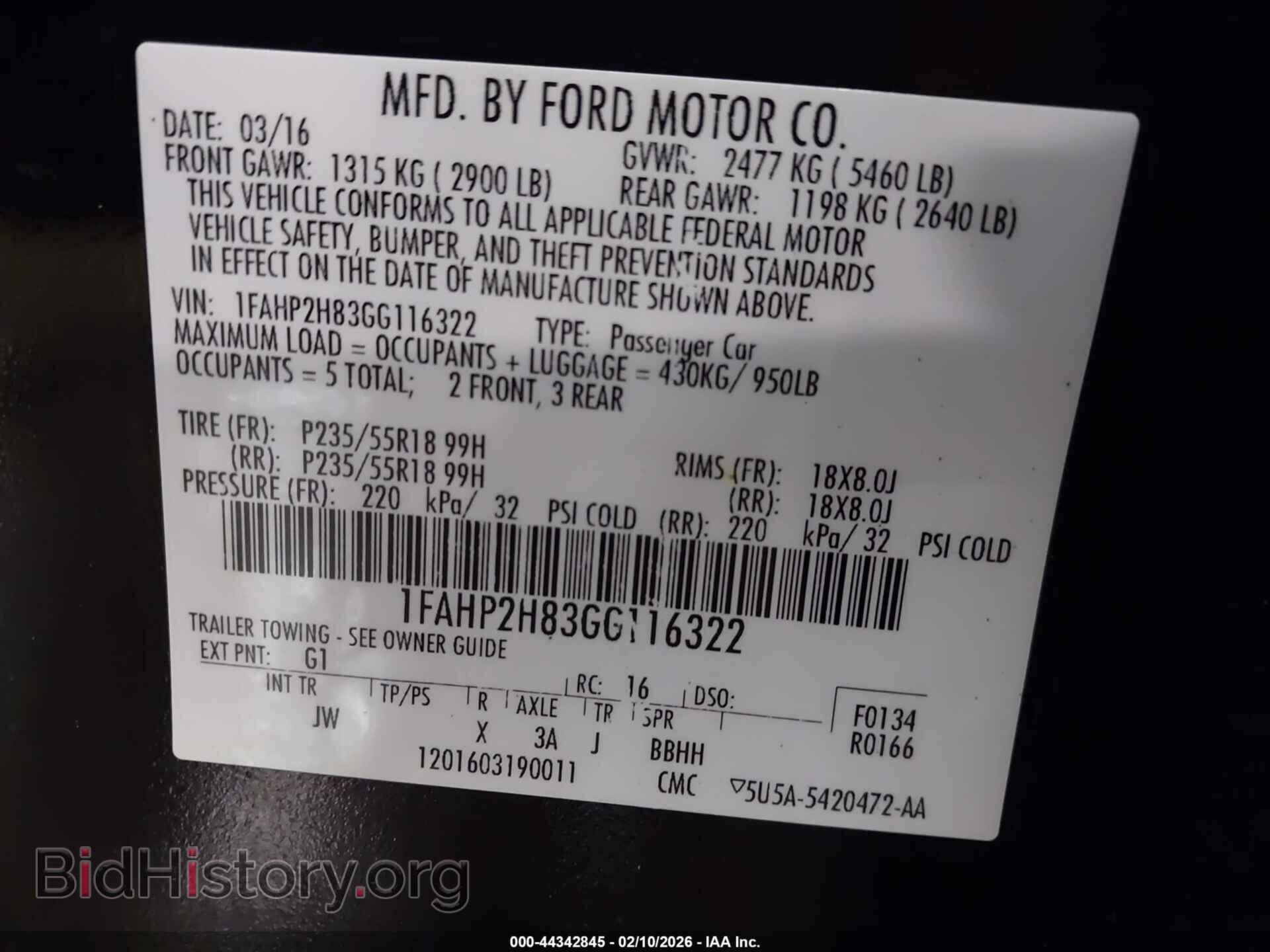 2016 FORD TAURUS - VIN: 1FAHP2H83GG116322 - Photo 9
