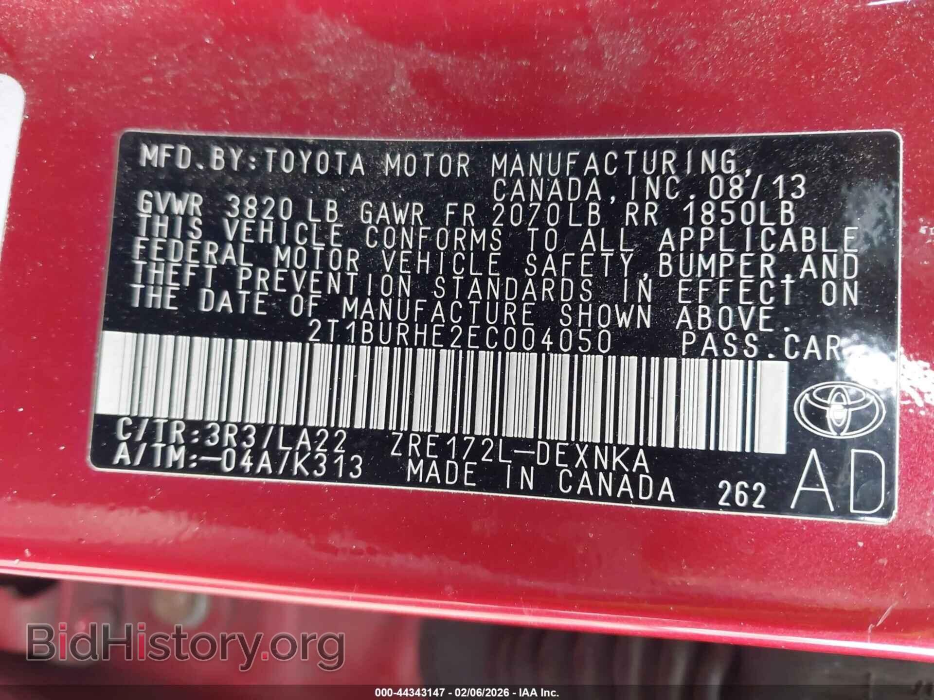 2014 TOYOTA COROLLA - VIN: 2T1BURHE2EC004050 - Фото 9