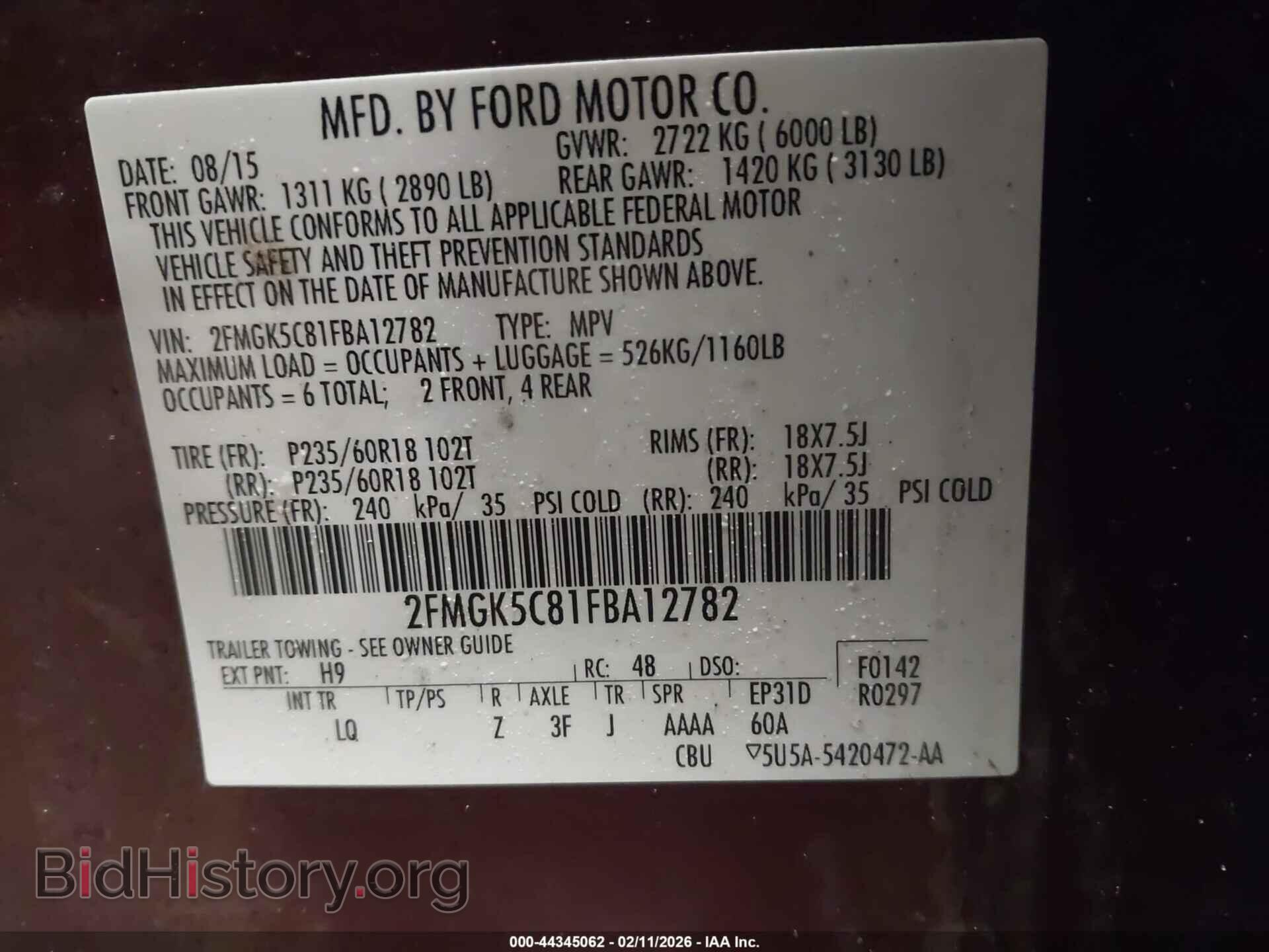 2015 FORD FLEX - VIN: 2FMGK5C81FBA12782 - Photo 9