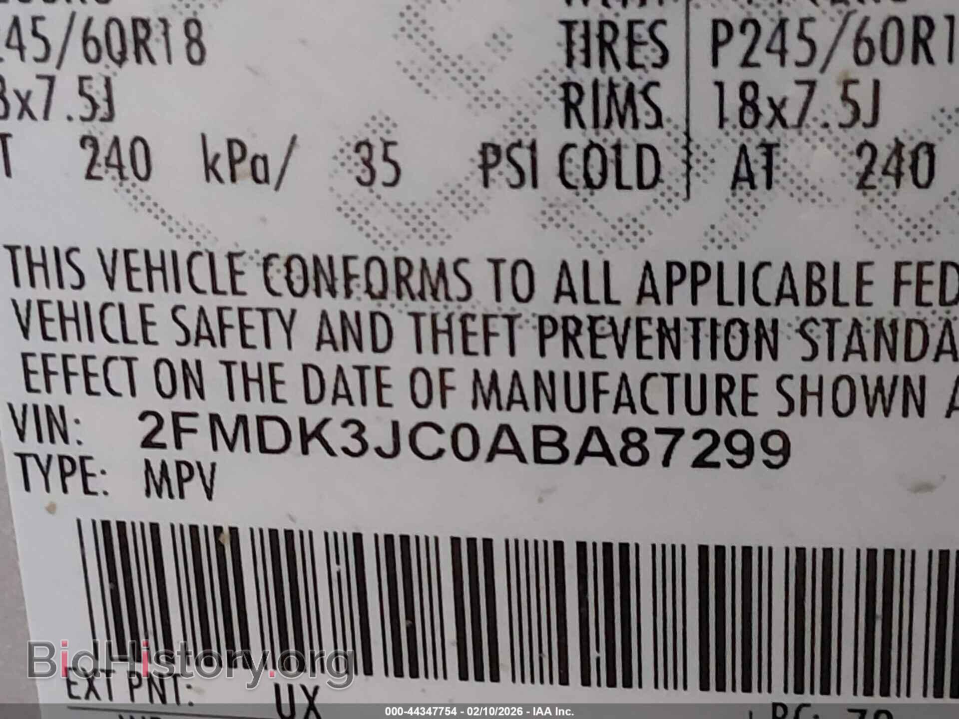 2010 FORD EDGE - VIN: 2FMDK3JC0ABA87299 - Фото 9