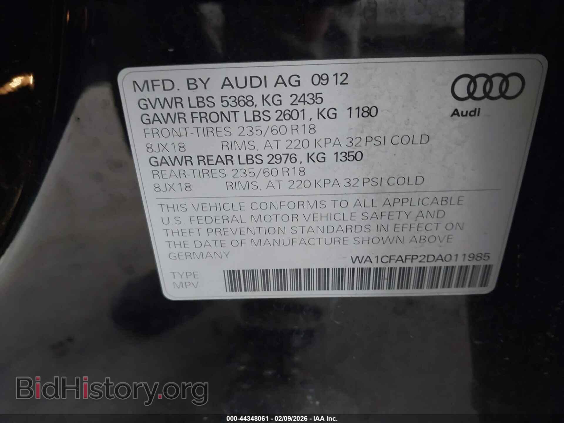 2013 AUDI Q5 - VIN: WA1CFAFP2DA011985 - Photo 9