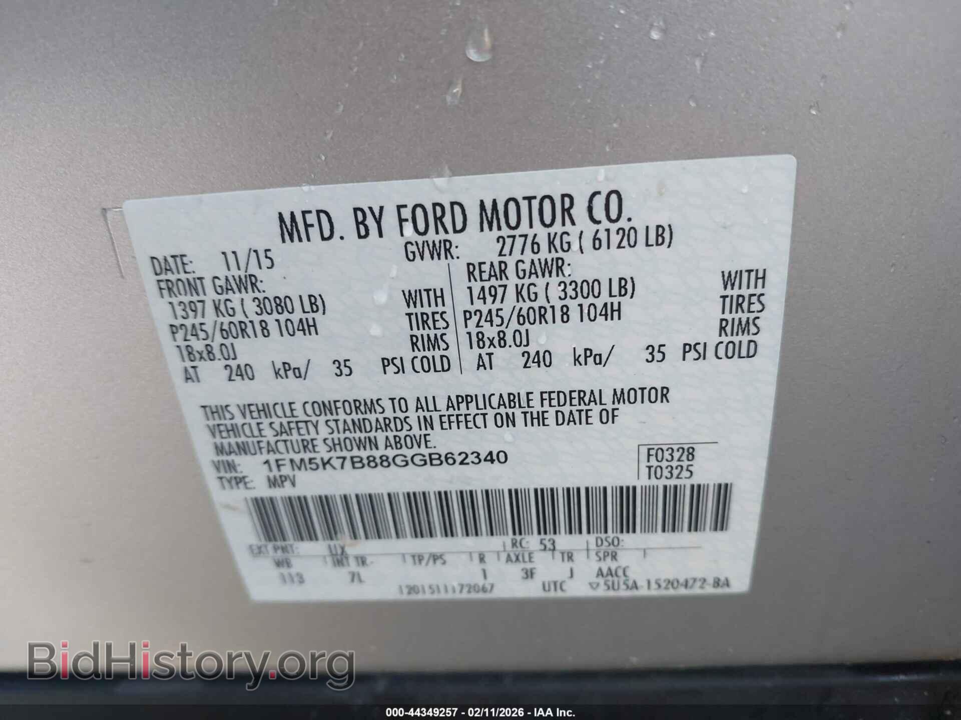 2016 FORD EXPLORER - VIN: 1FM5K7B88GGB62340 - Photo 9