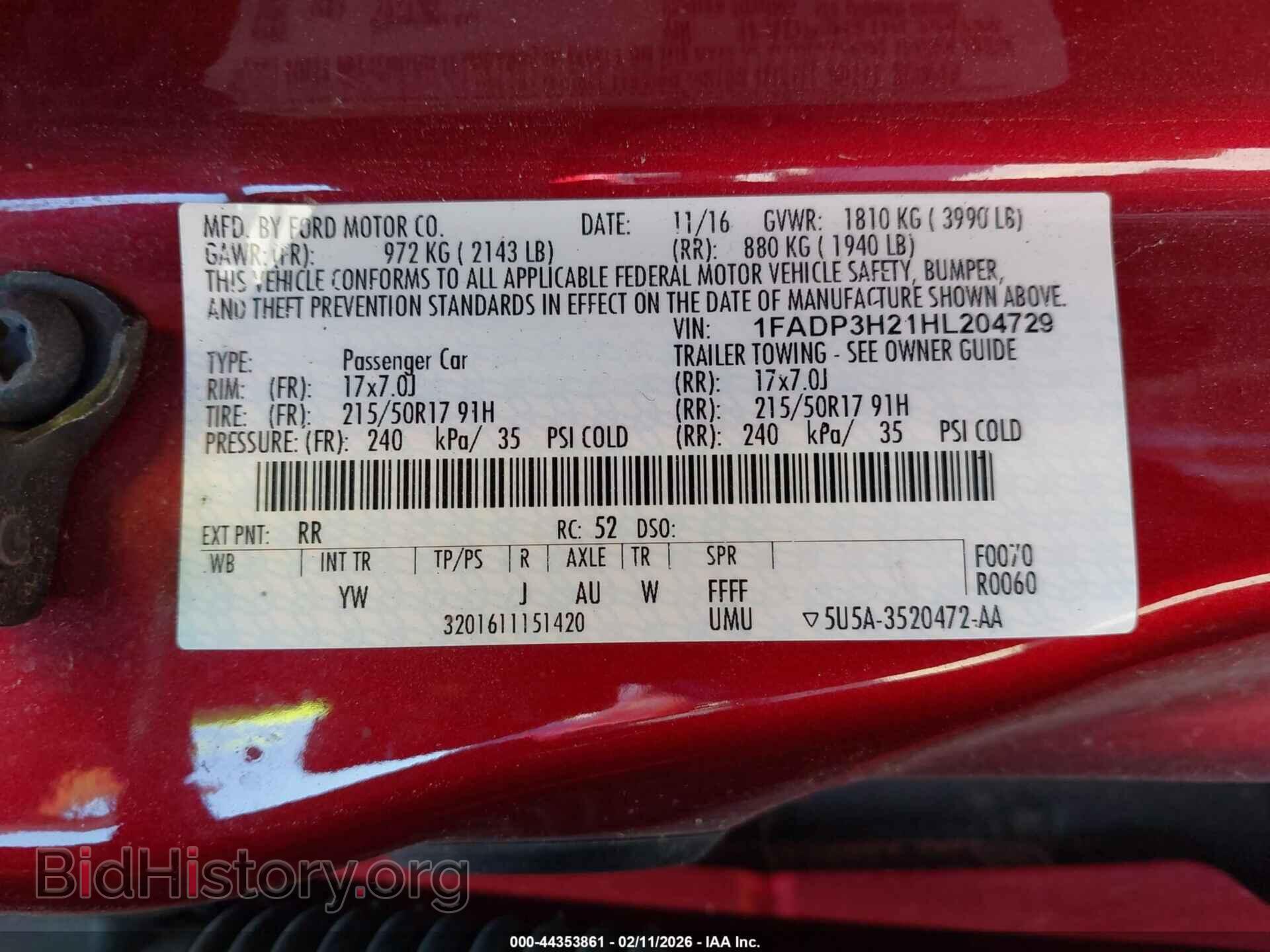 2017 FORD FOCUS - VIN: 1FADP3H21HL204729 - Фото 9
