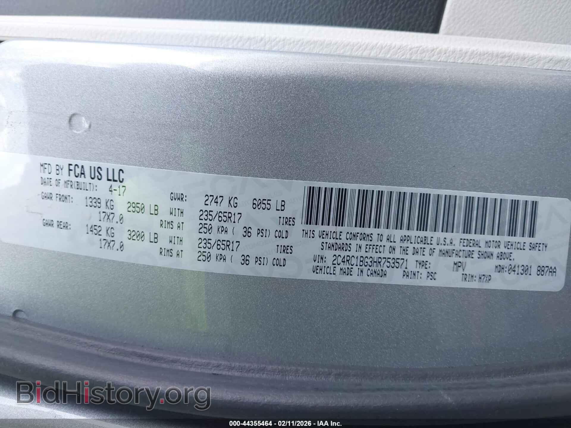 2017 CHRYSLER PACIFICA - VIN: 2C4RC1BG3HR753571 - Фото 9