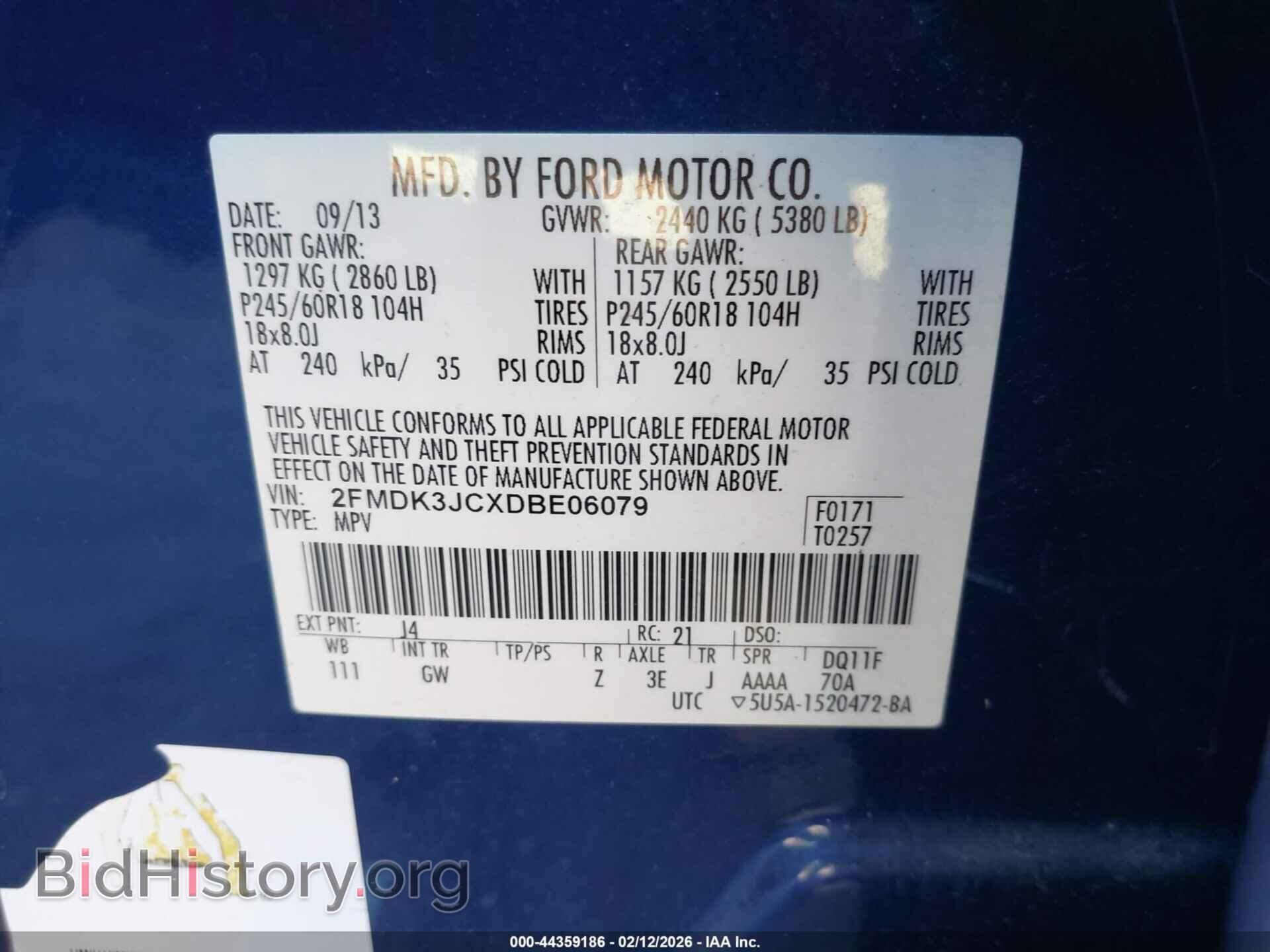2013 FORD EDGE - VIN: 2FMDK3JCXDBE06079 - Фото 9