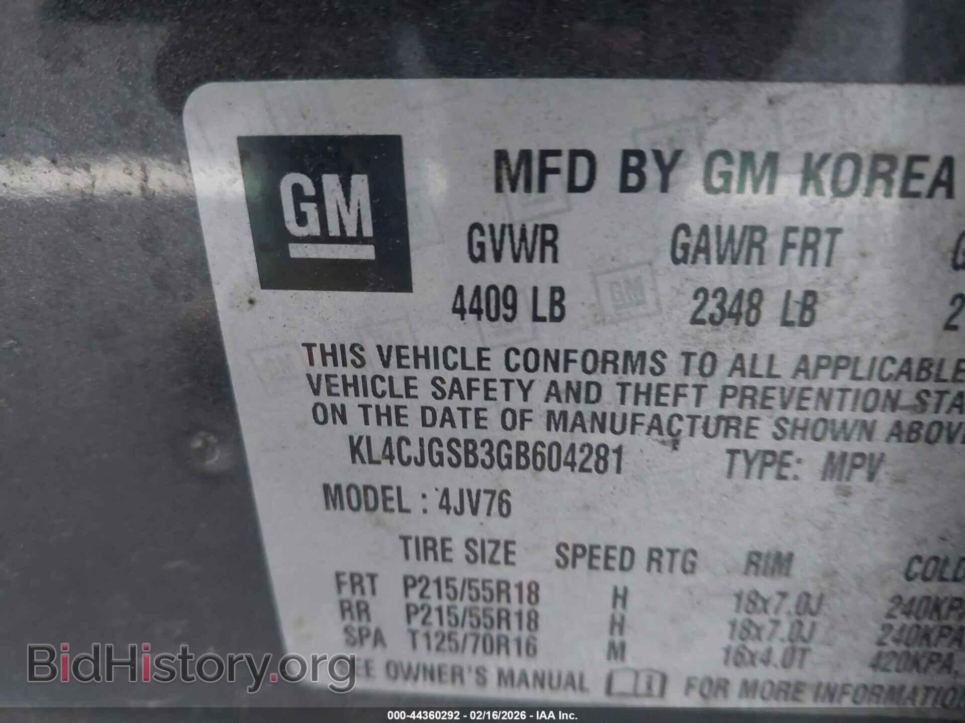2016 BUICK ENCORE - VIN: KL4CJGSB3GB604281 - Photo 9