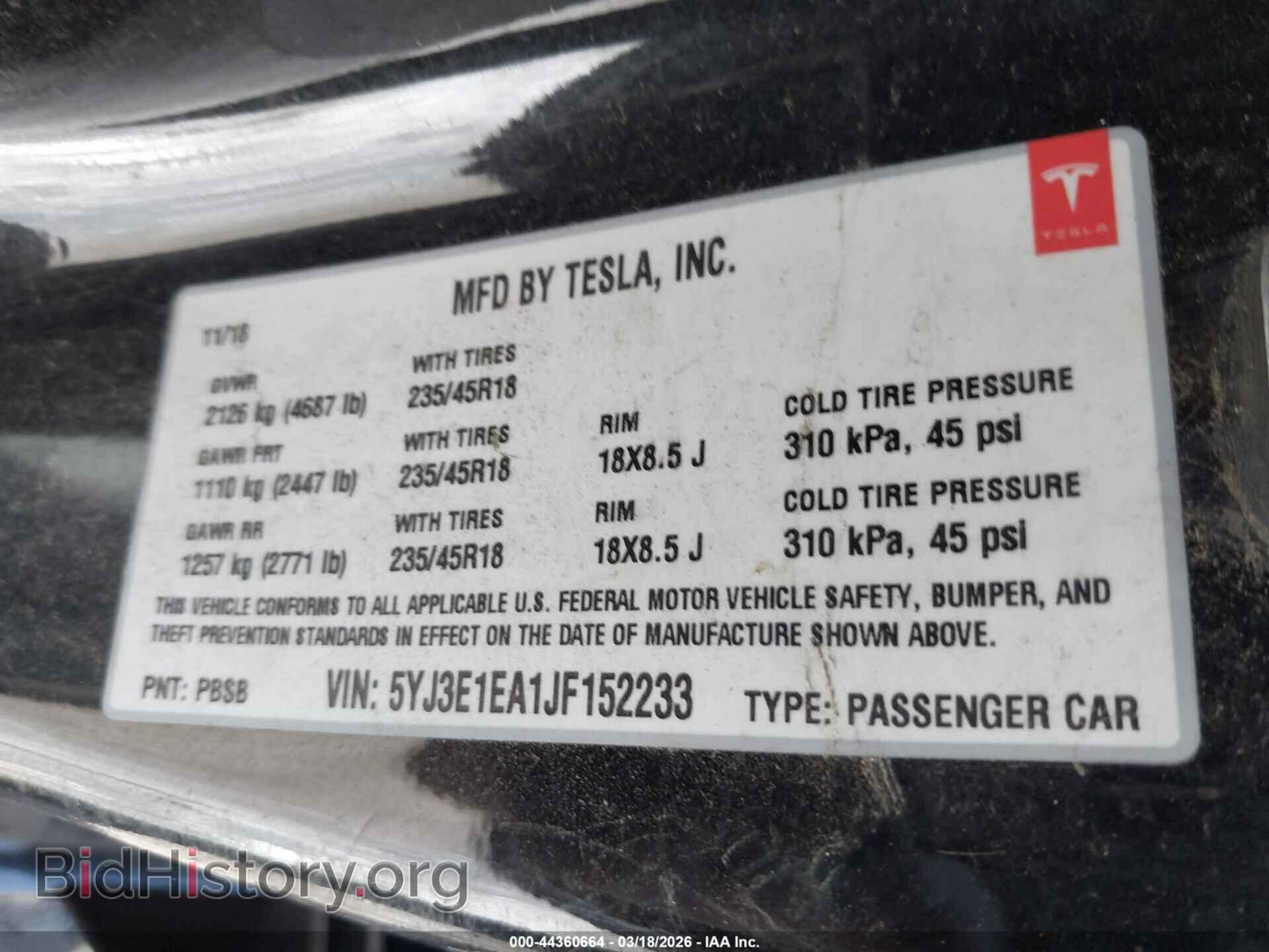 2018 TESLA MODEL 3 - VIN: 5YJ3E1EA1JF152233 - Photo 9