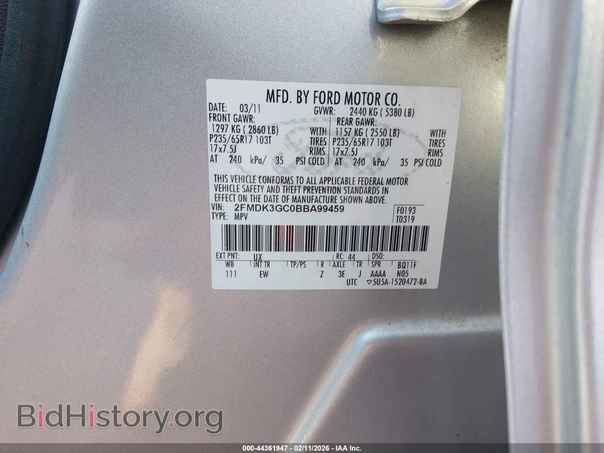 2011 FORD EDGE - VIN: 2FMDK3GC0BBA99459 - Photo 9
