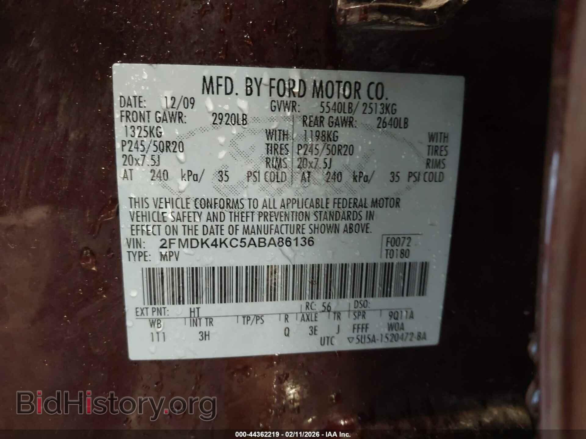 2010 FORD EDGE - VIN: 2FMDK4KC5ABA86136 - Фото 9