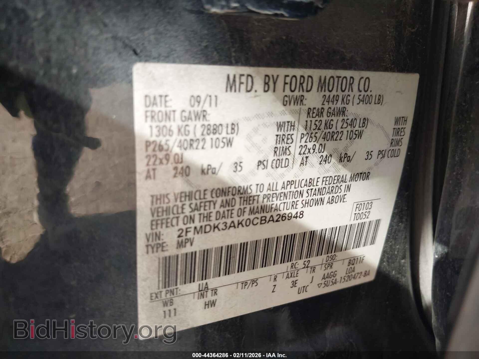 2012 FORD EDGE - VIN: 2FMDK3AK0CBA26948 - Photo 9