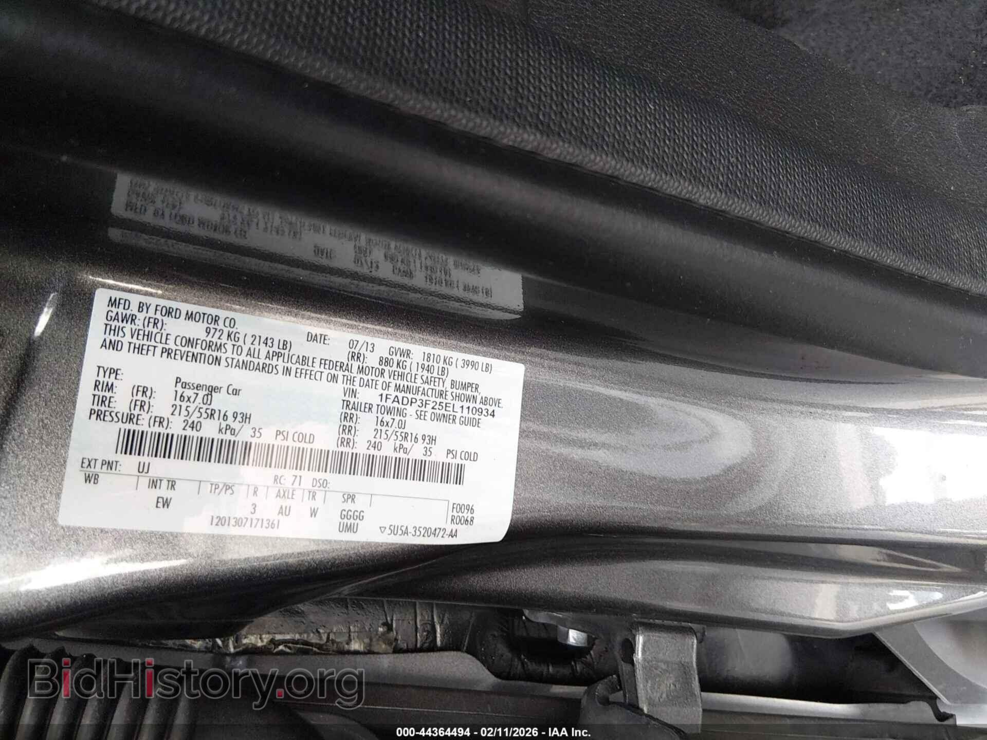 2014 FORD FOCUS - VIN: 1FADP3F25EL110934 - Фото 9