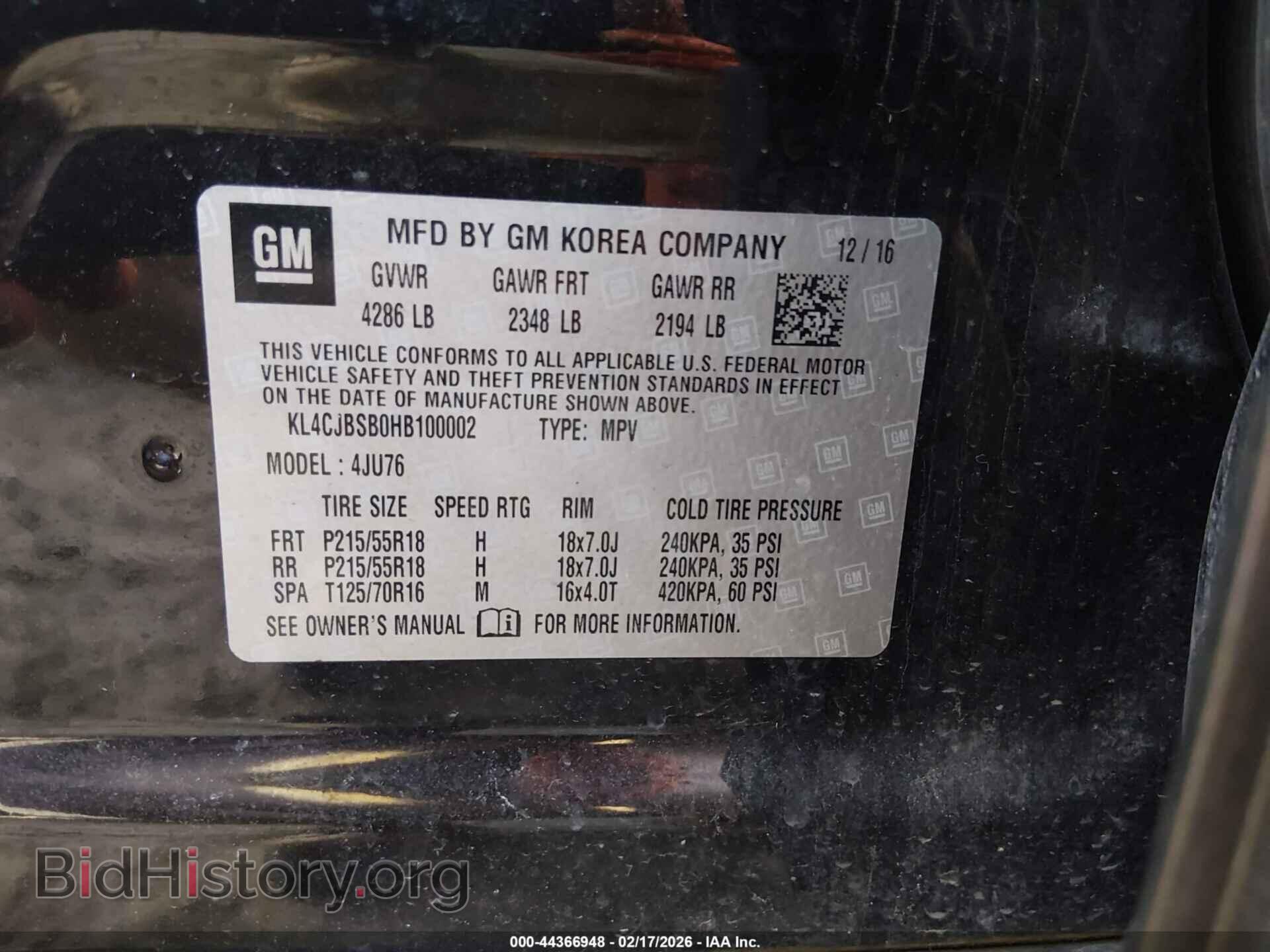 2017 BUICK ENCORE - VIN: KL4CJBSB0HB100002 - Фото 9