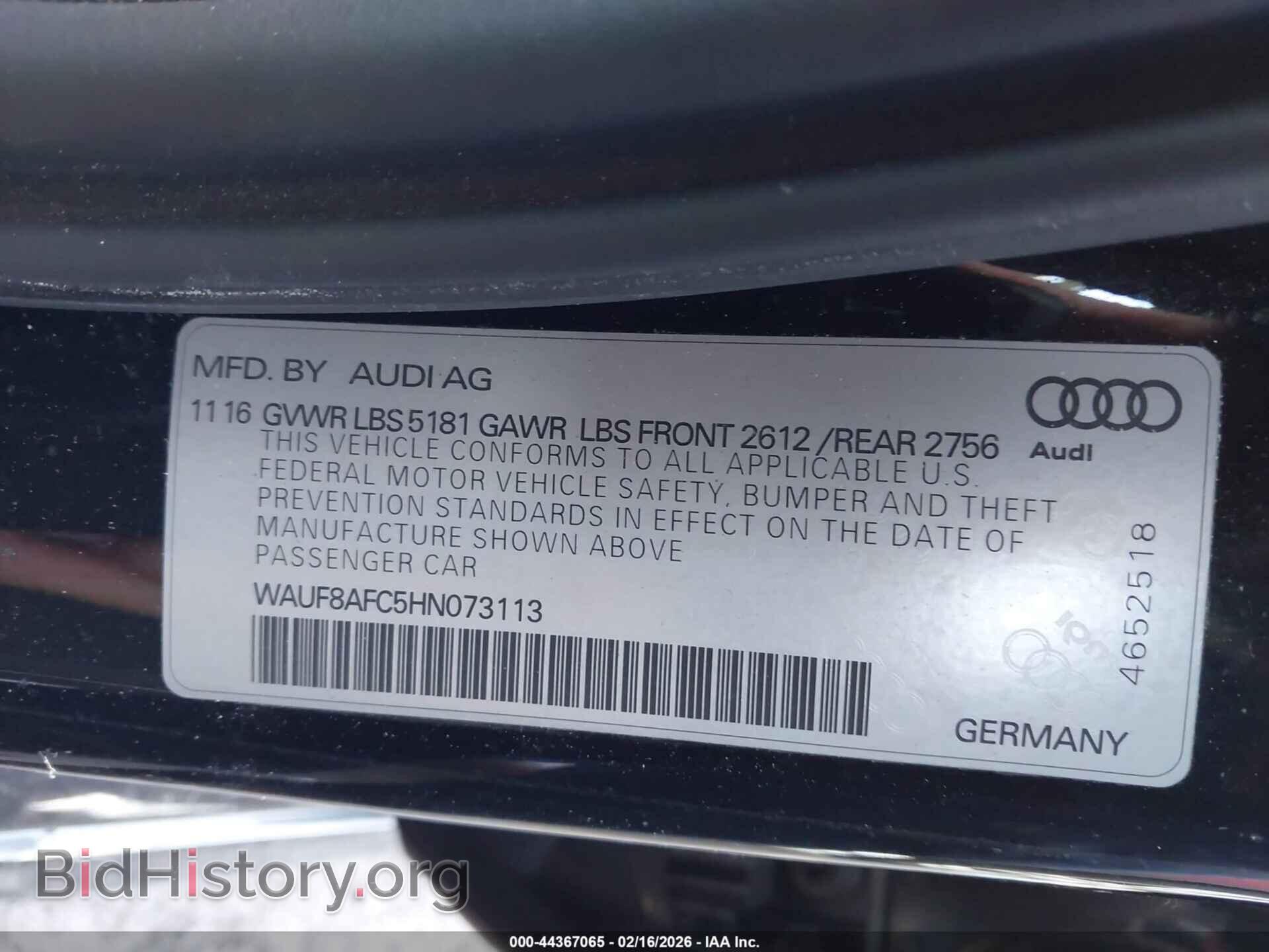 2017 AUDI A6 - VIN: WAUF8AFC5HN073113 - Фото 9