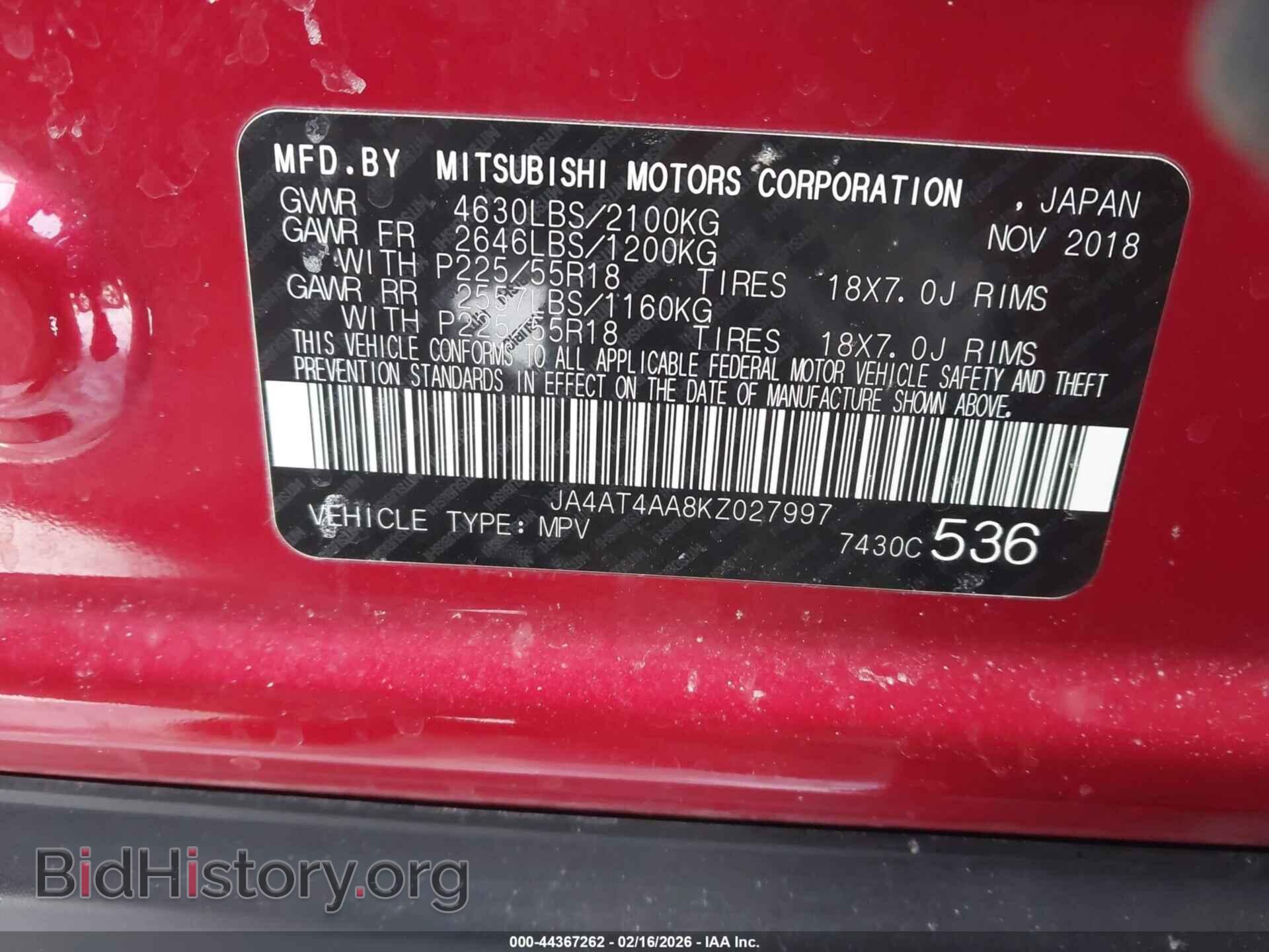 2019 MITSUBISHI ECLIPSE CROSS - VIN: JA4AT4AA8KZ027997 - Фото 9