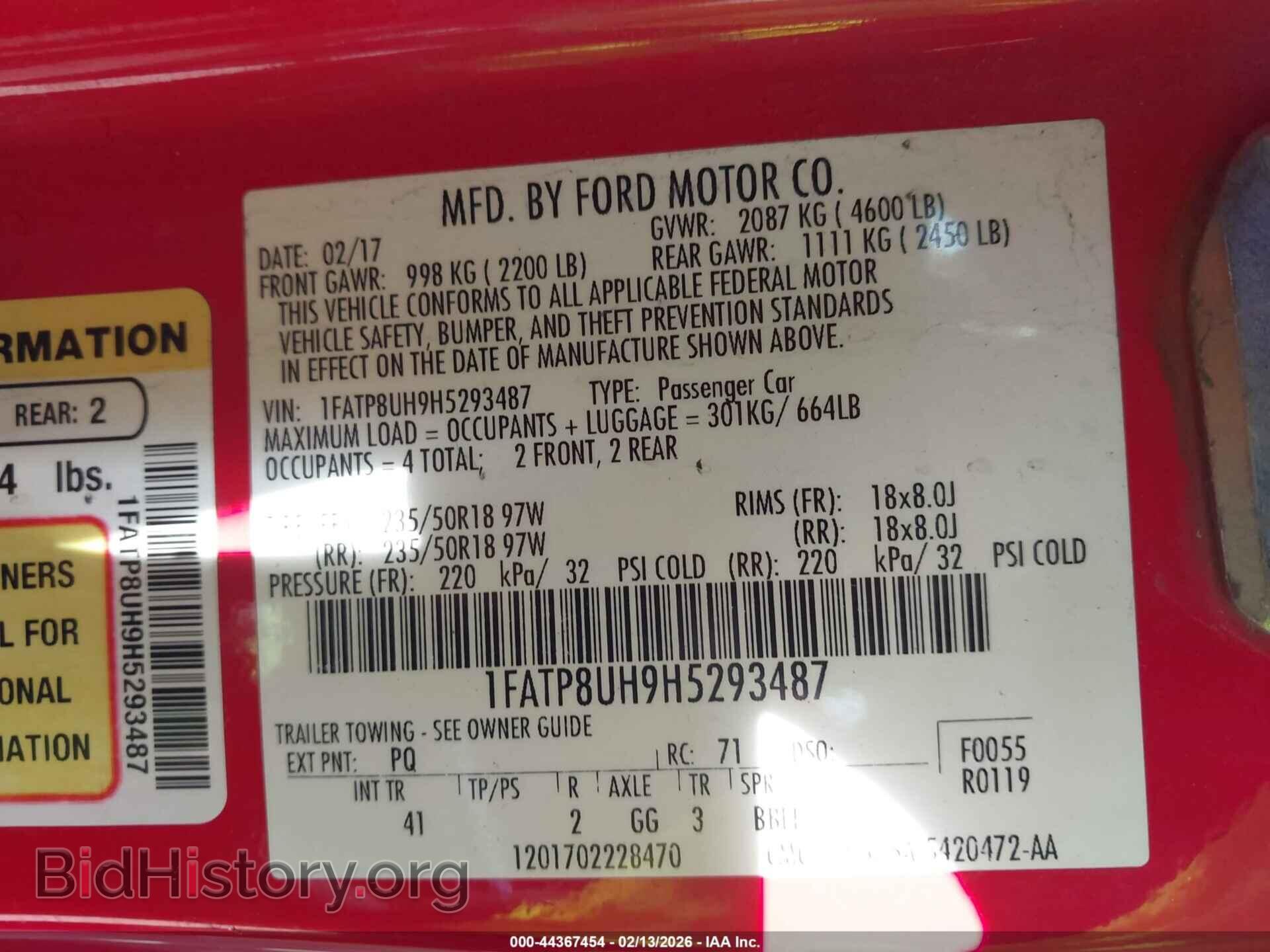 2017 FORD MUSTANG - VIN: 1FATP8UH9H5293487 - Фото 9