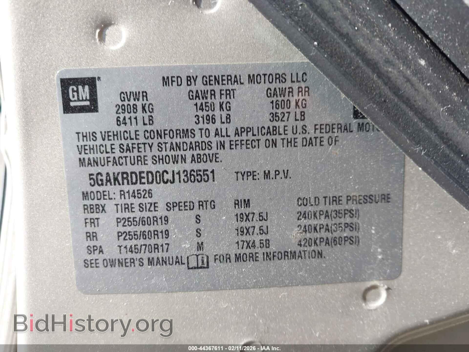 2012 BUICK ENCLAVE - VIN: 5GAKRDED0CJ136551 - Photo 9