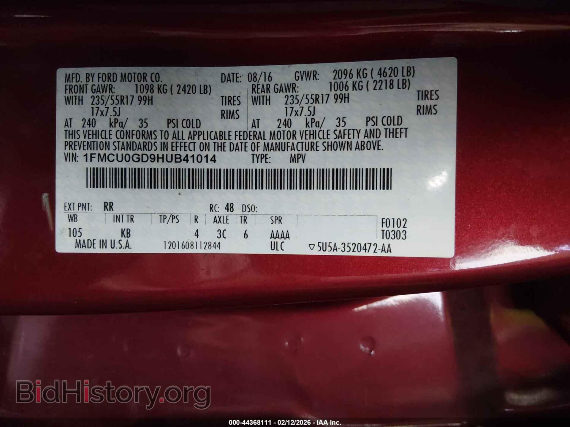 2017 FORD ESCAPE - VIN: 1FMCU0GD9HUB41014 - Фото 9