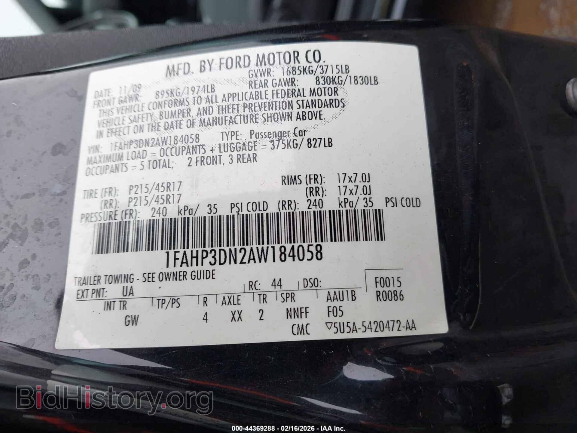 2010 FORD FOCUS - VIN: 1FAHP3DN2AW184058 - Фото 9