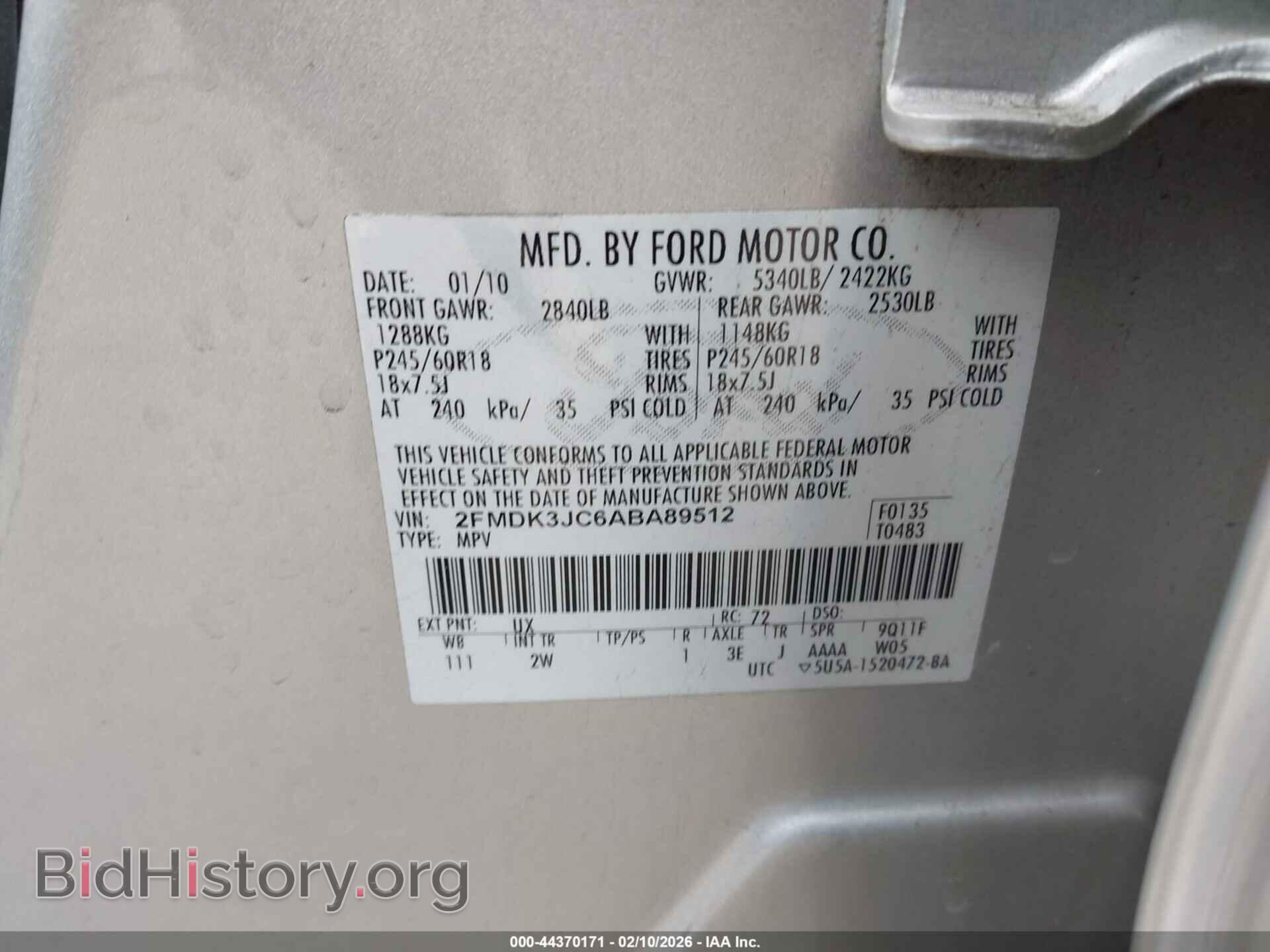 2010 FORD EDGE - VIN: 2FMDK3JC6ABA89512 - Photo 9