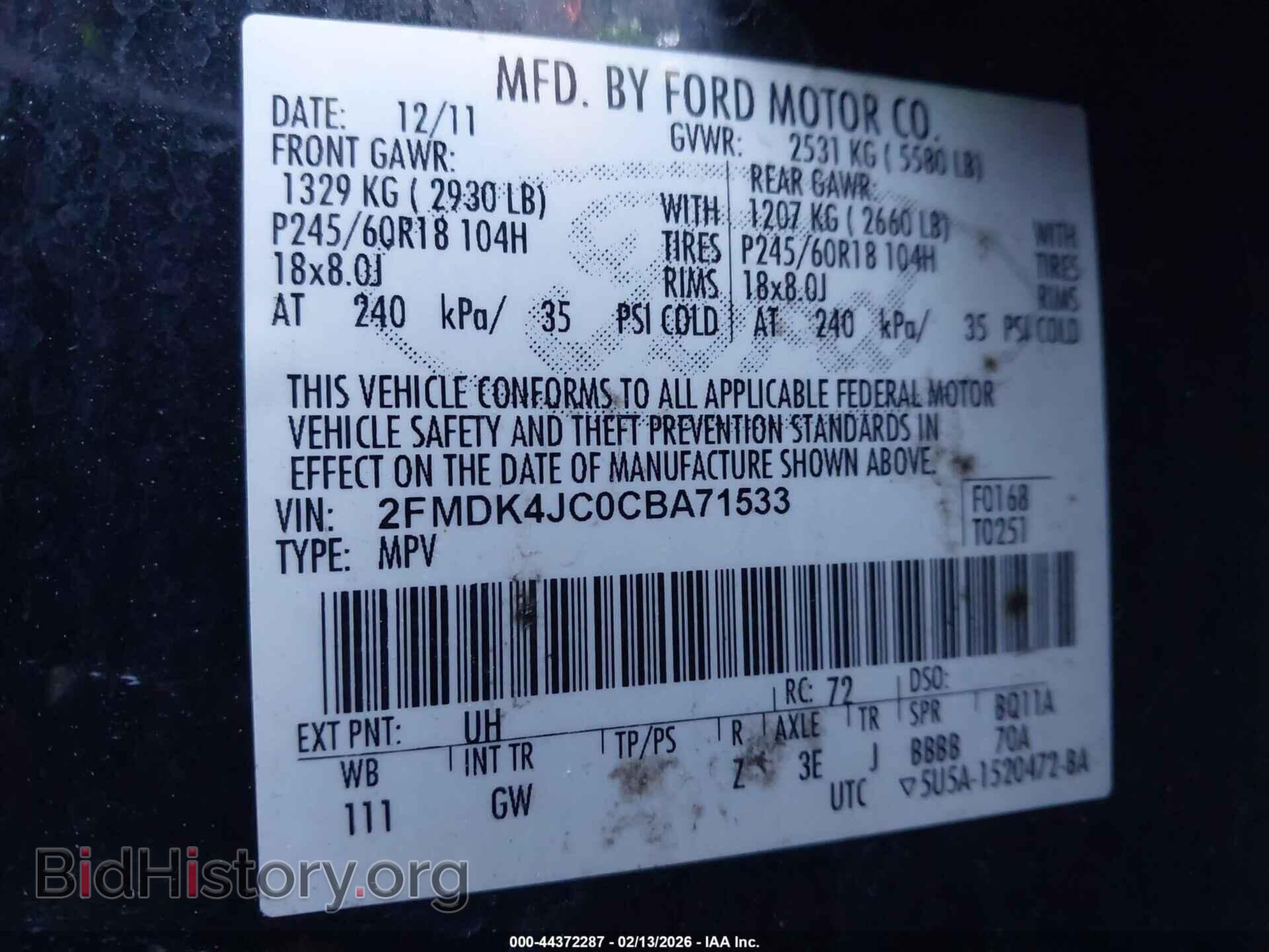 2012 FORD EDGE - VIN: 2FMDK4JC0CBA71533 - Photo 9