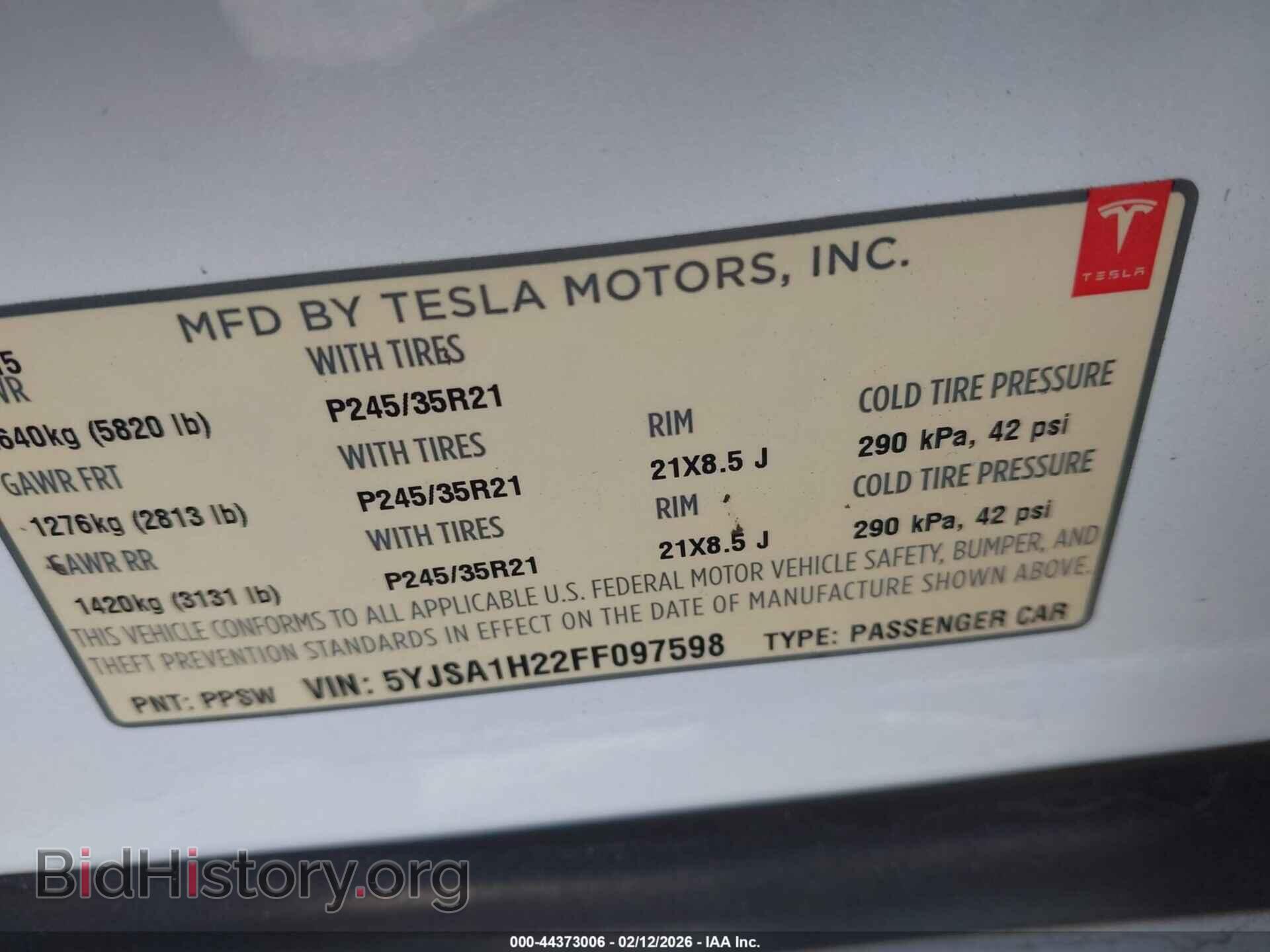 2015 TESLA MODEL S - VIN: 5YJSA1H22FF097598 - Фото 9