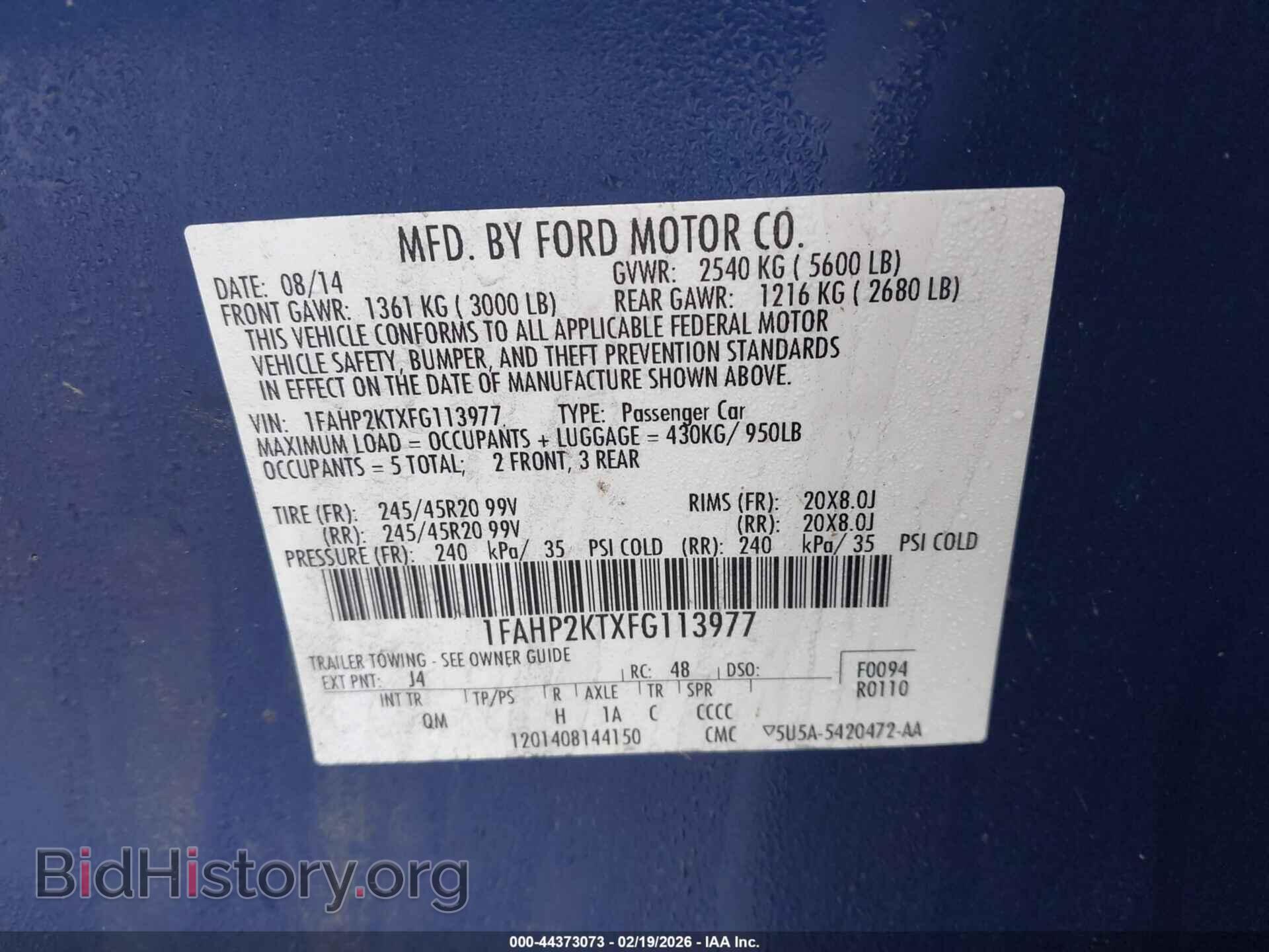 2015 FORD TAURUS - VIN: 1FAHP2KTXFG113977 - Фото 9