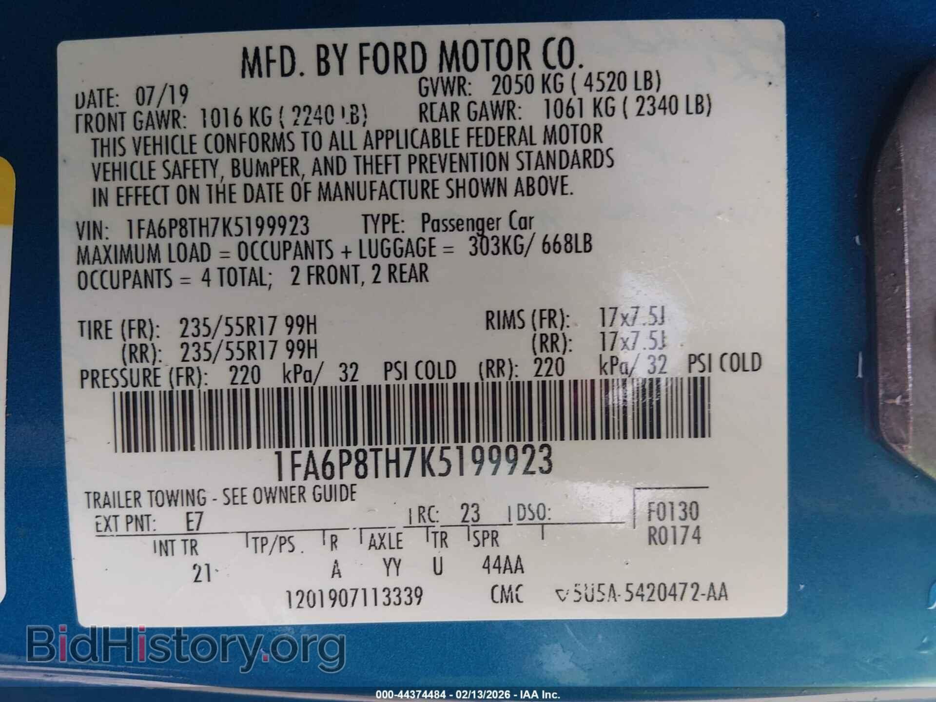 2019 FORD MUSTANG - VIN: 1FA6P8TH7K5199923 - Фото 9