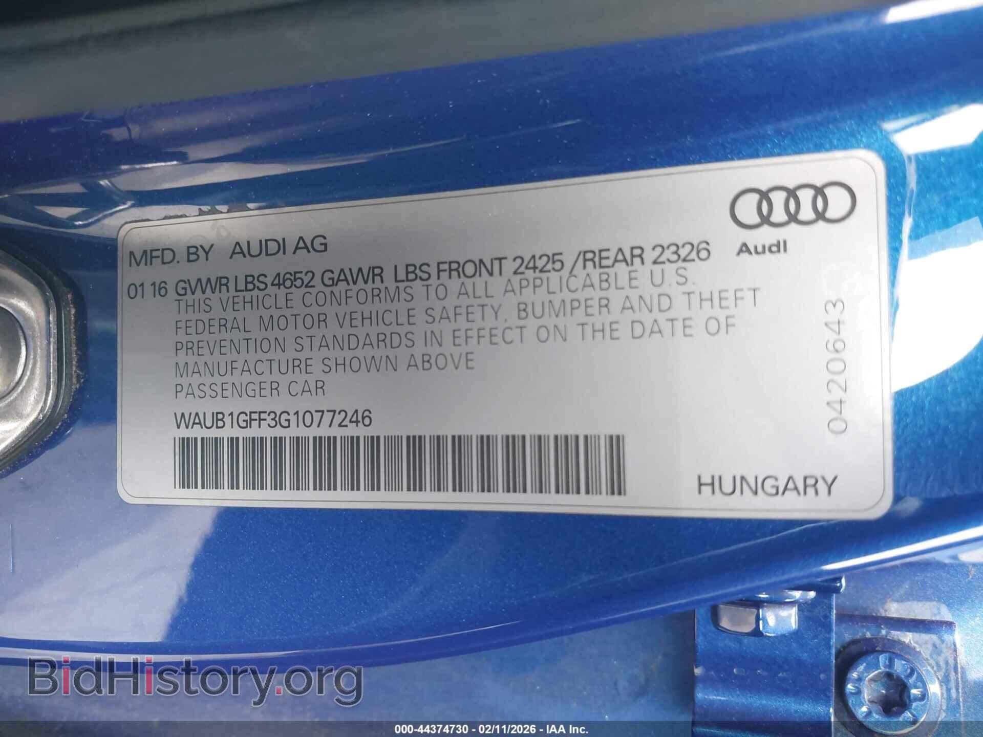 2016 AUDI S3 - VIN: WAUB1GFF3G1077246 - Photo 9